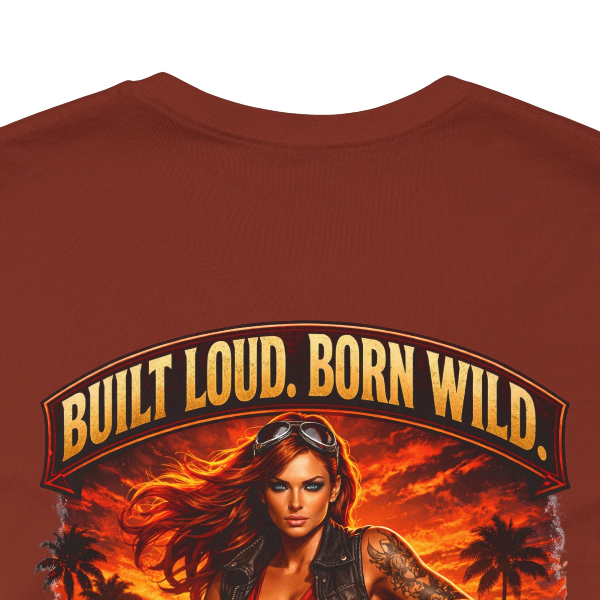 Biker Tee — "Built Loud. Born Wild." Motorcycle Girl Graphic T-Shirt