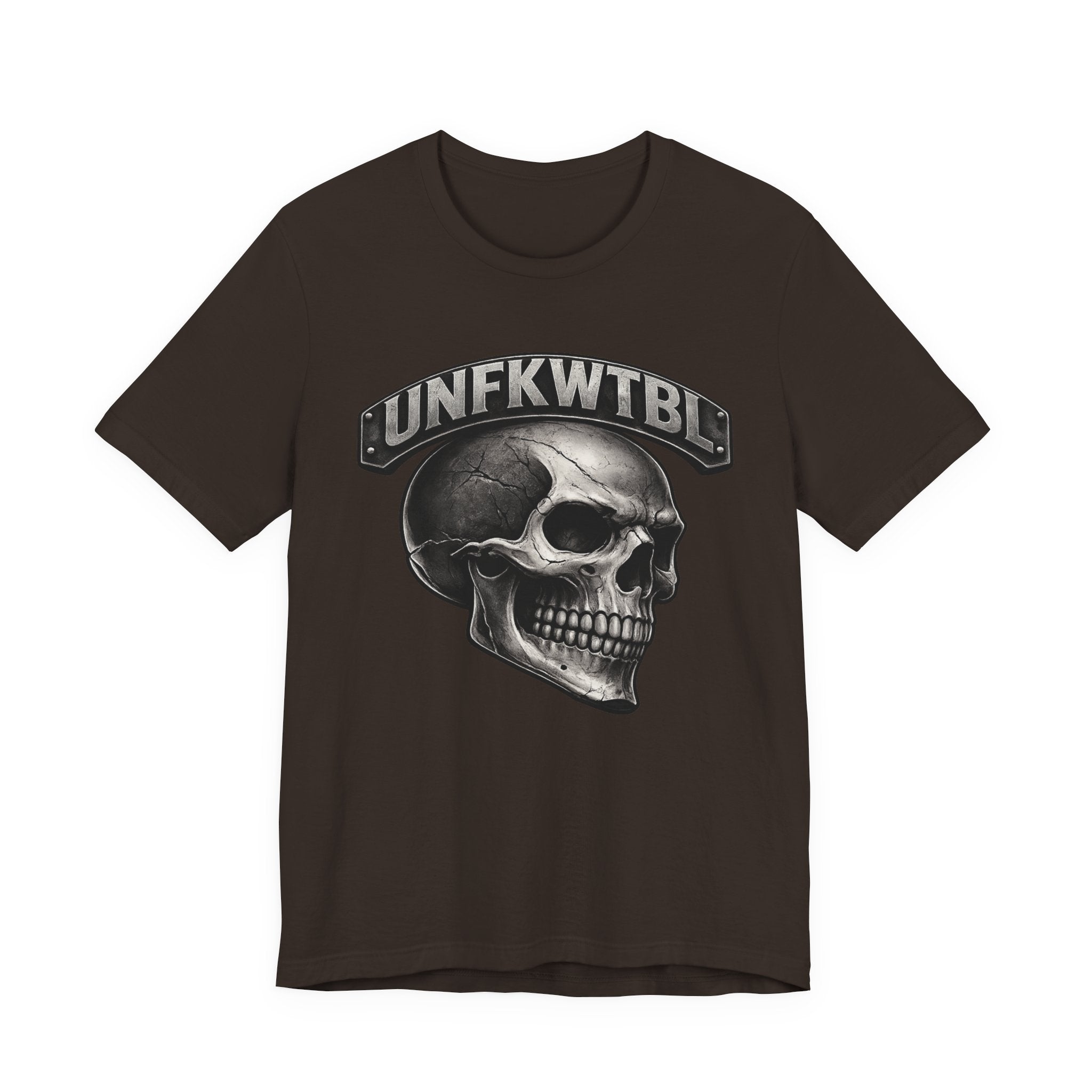 Skull Graphic Tee with 'UNFKWTBL' Banner — Gothic Skull T-Shirt