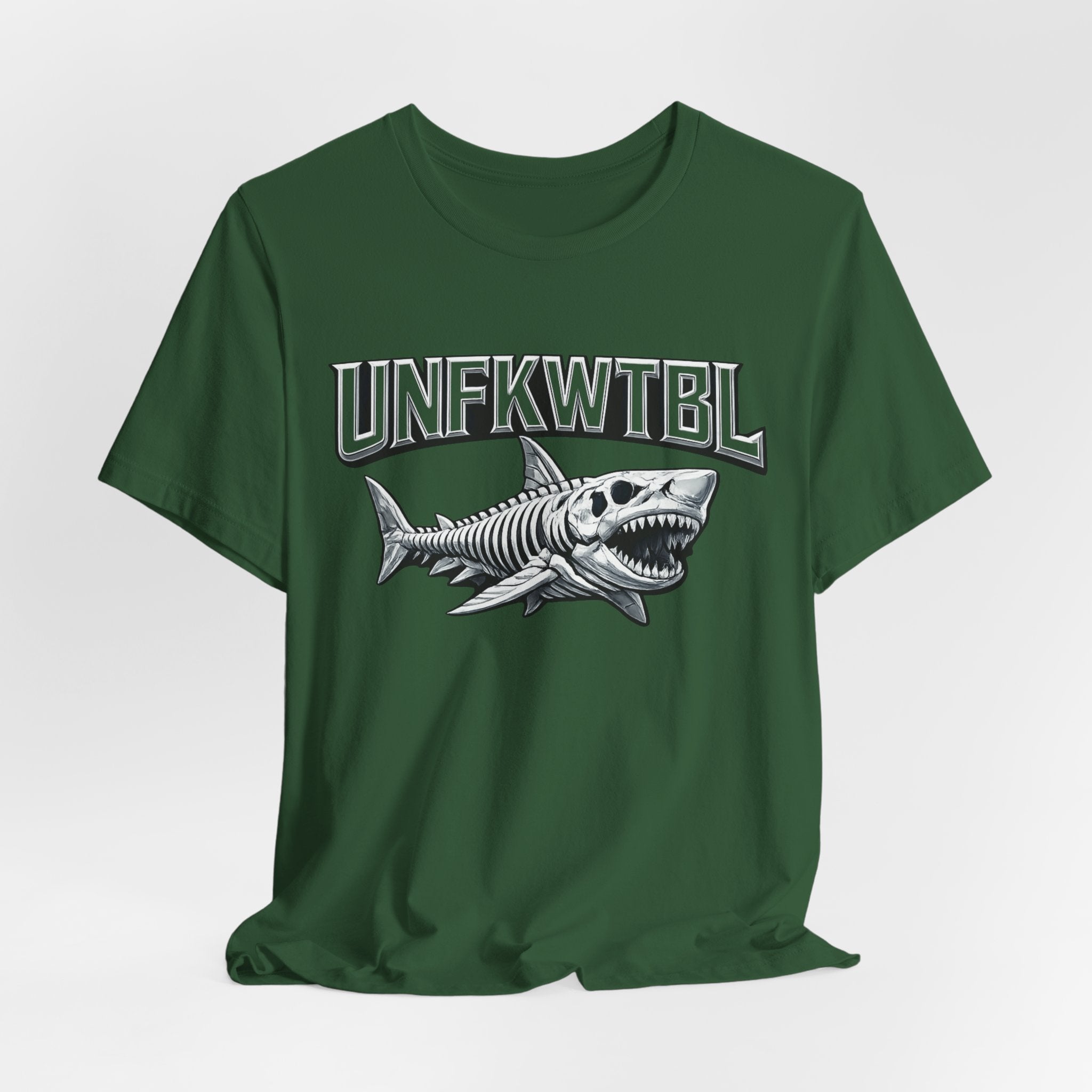 Shark Graphic Tee — 'UNFKWTBL' Vintage Skeleton Shark Shirt