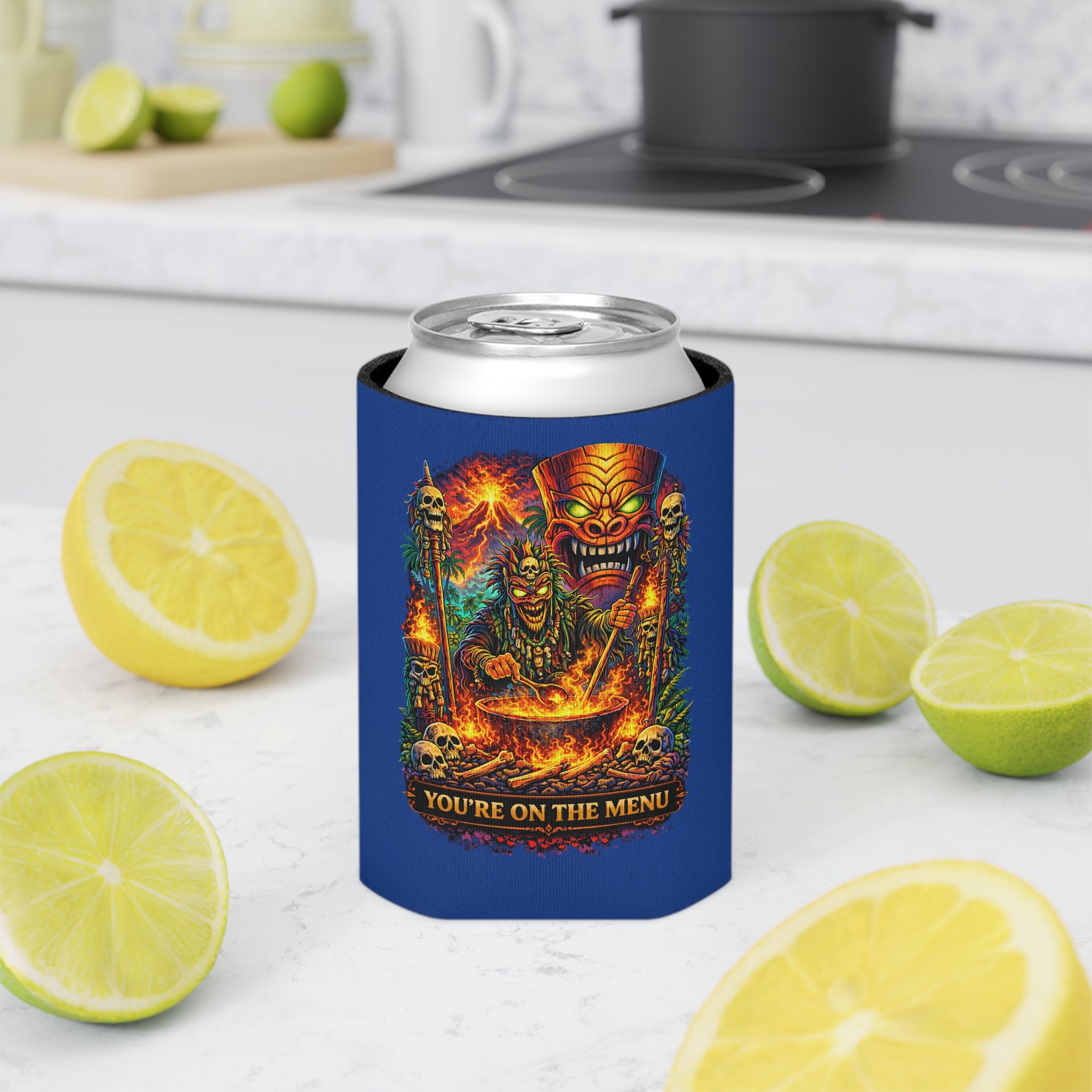 Can Cooler - "Stay Cold" Skull Hand Beer Koozie (You’re On The Menu)