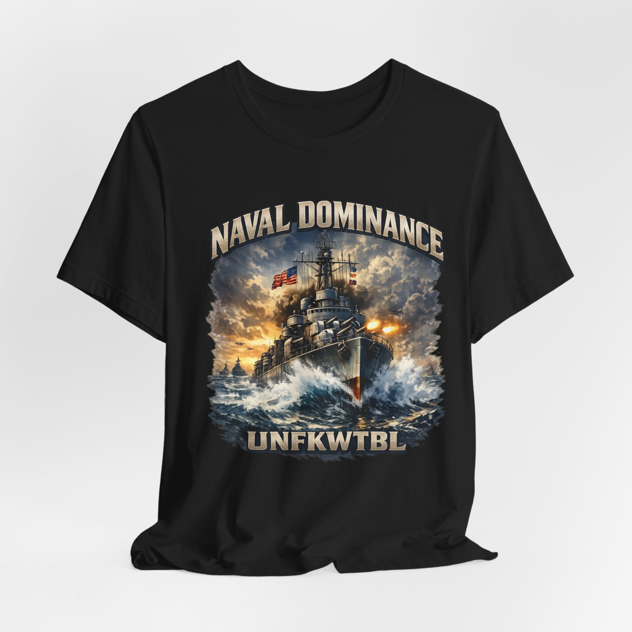 Naval Dominance Battleship Tee — 'UNFKWTBL' Military Navy Shirt