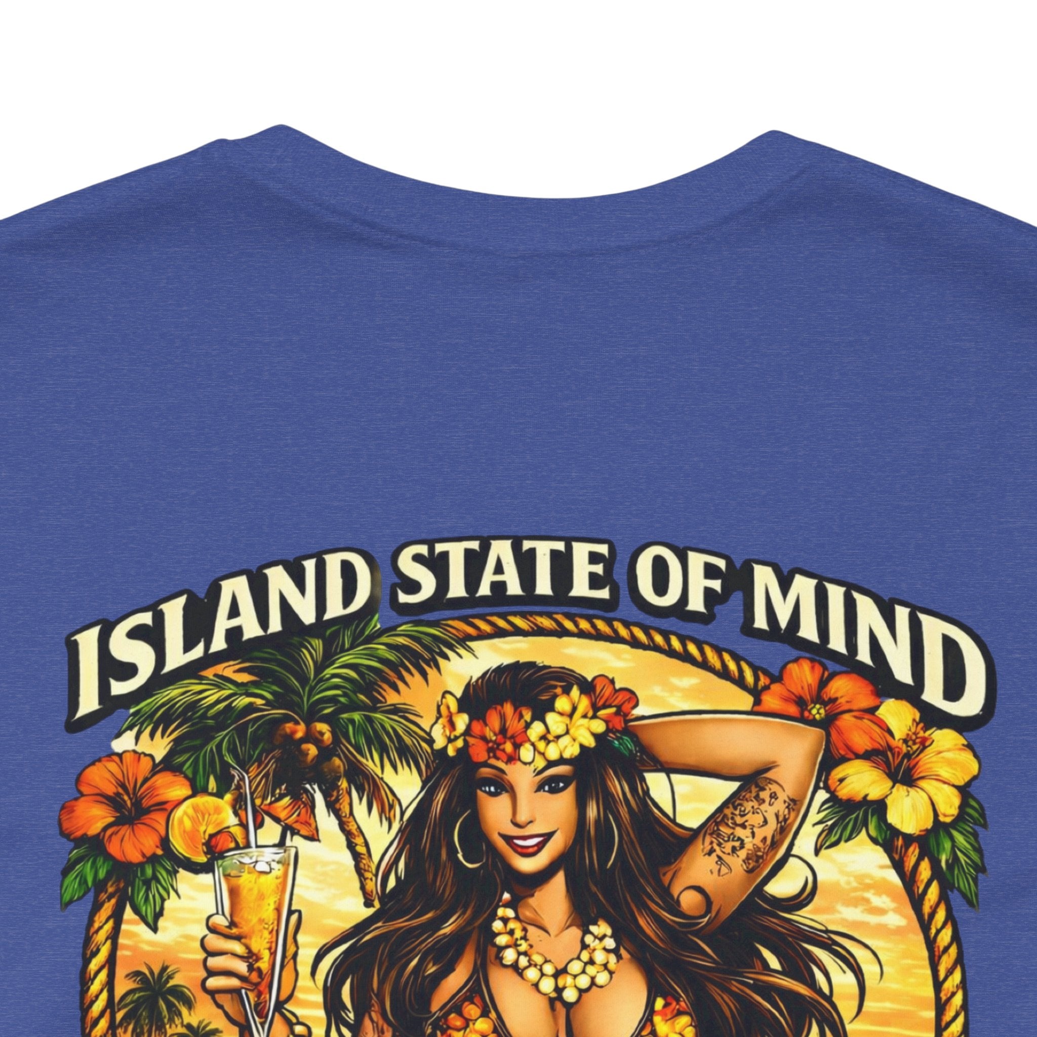 Island State of Mind Graphic Tee — "Stay UNFKWTBL" Tropical Hula Girl Shirt