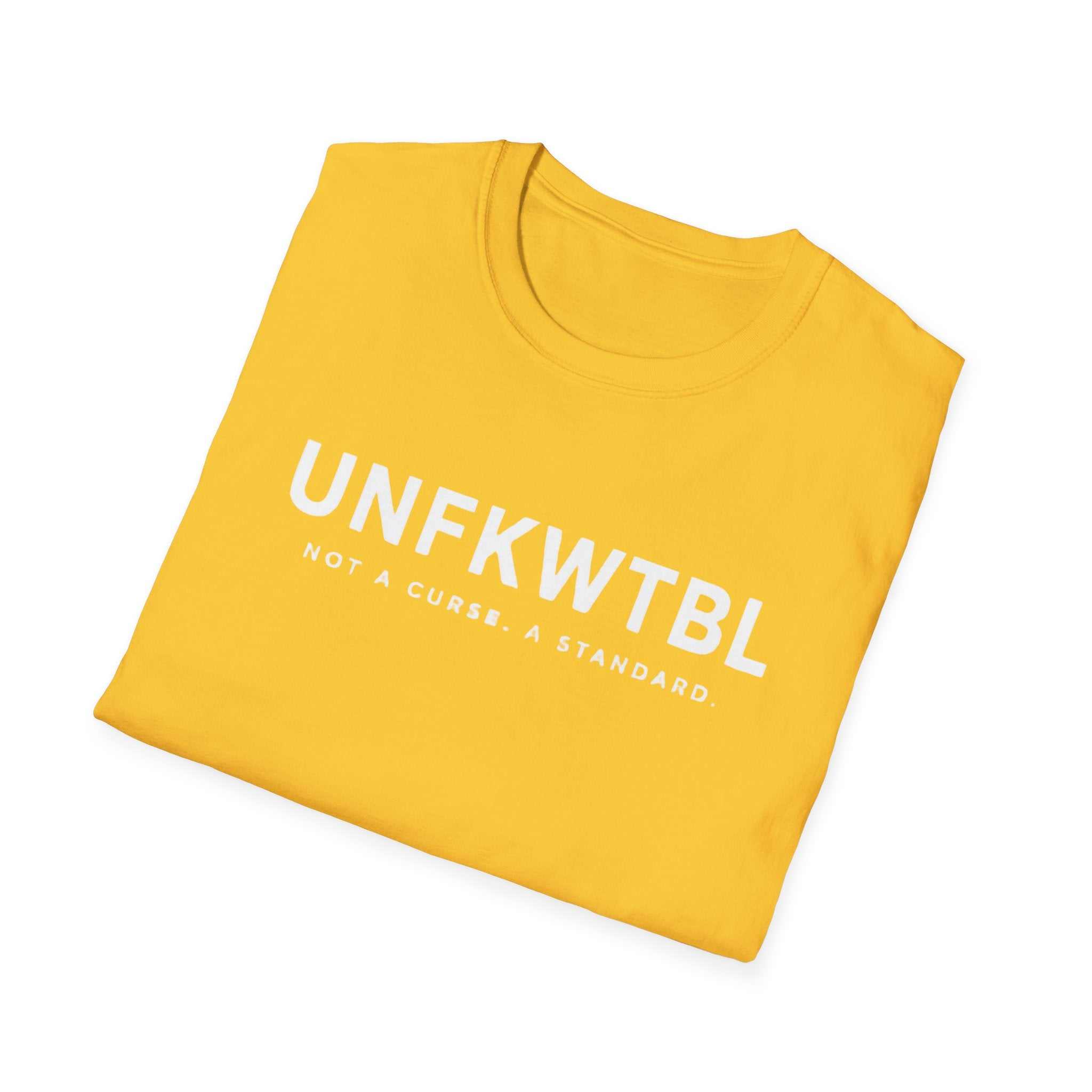 UNFKWTBL Not A Curse minimalist statement t-shirt in white with bold chest print