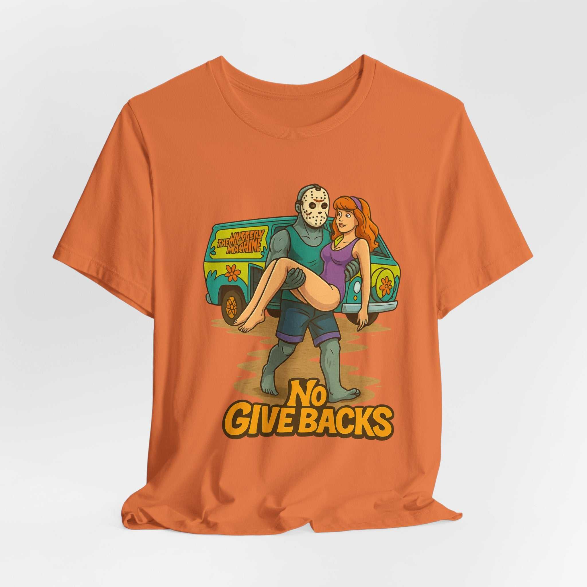 Horror Mashup Tee — 'No Give Backs' Jason & Daphne Retro Graphic T-Shirt