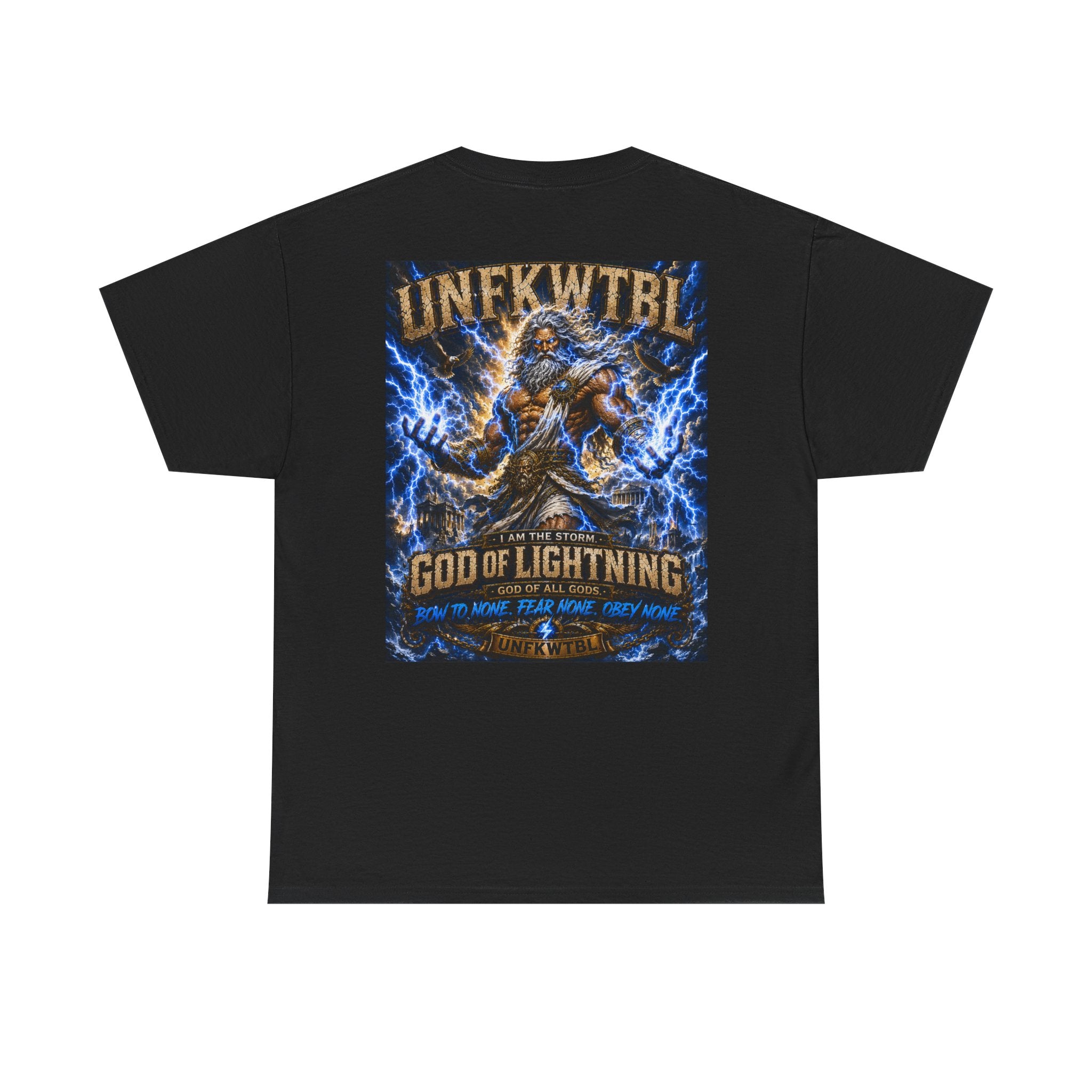 God of Lightning Graphic Tee — "UNFKWTBL" Mythic Thunderback T‑Shirt
