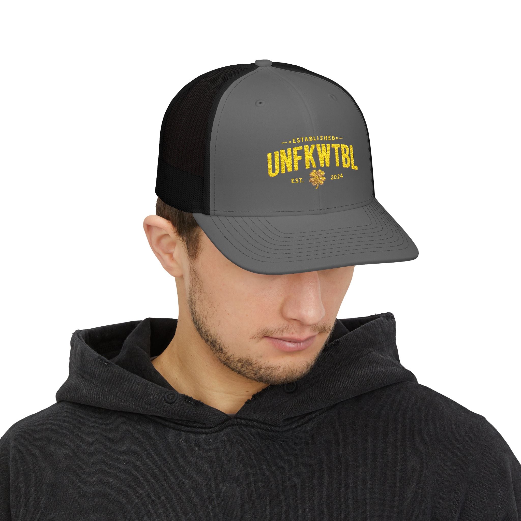 Unfkwtbl Trucker Cap – Vintage Yellow Logo Snapback Mesh Hat