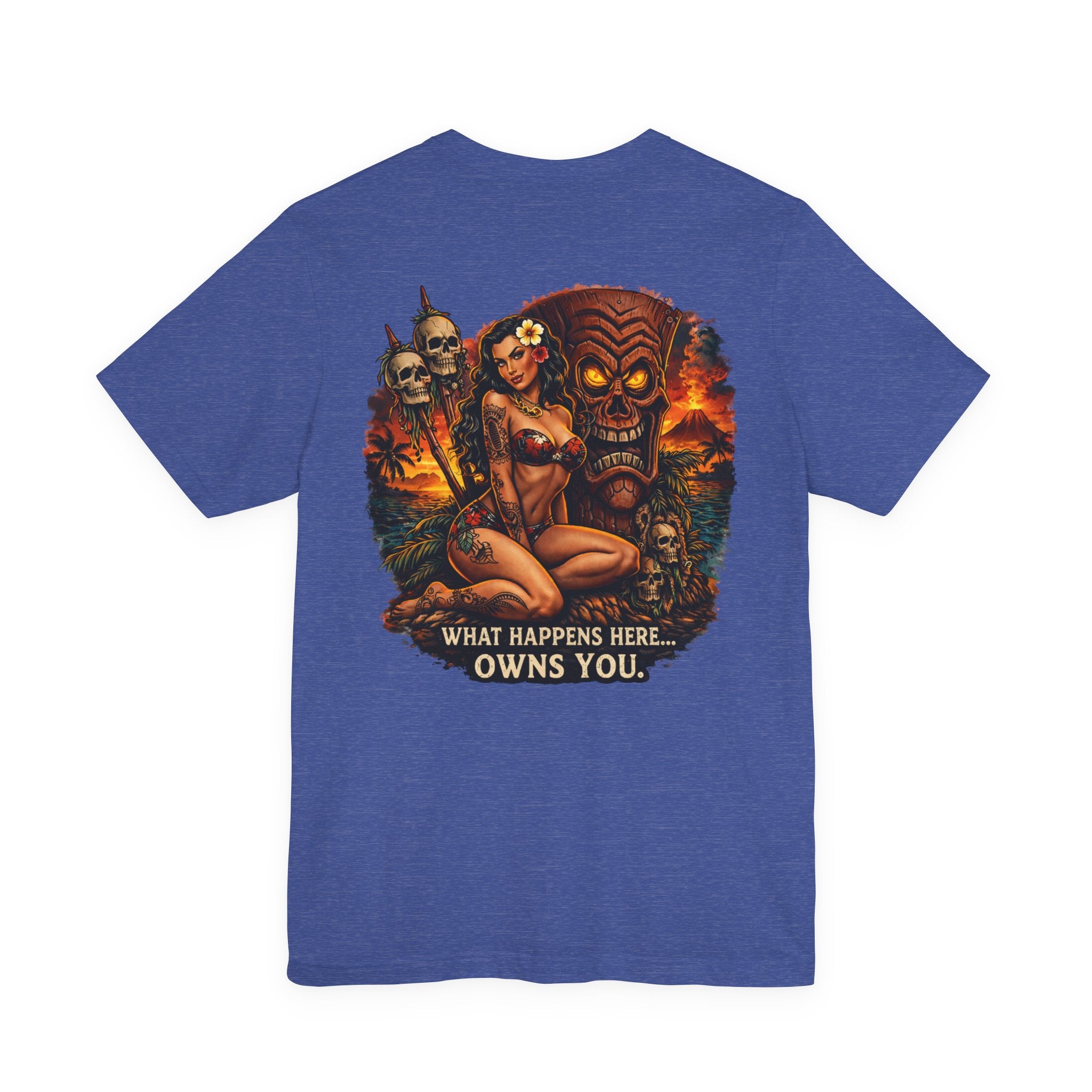 Tiki Horror Tee - "What Happens Here... Owns You" Graphic T-Shirt