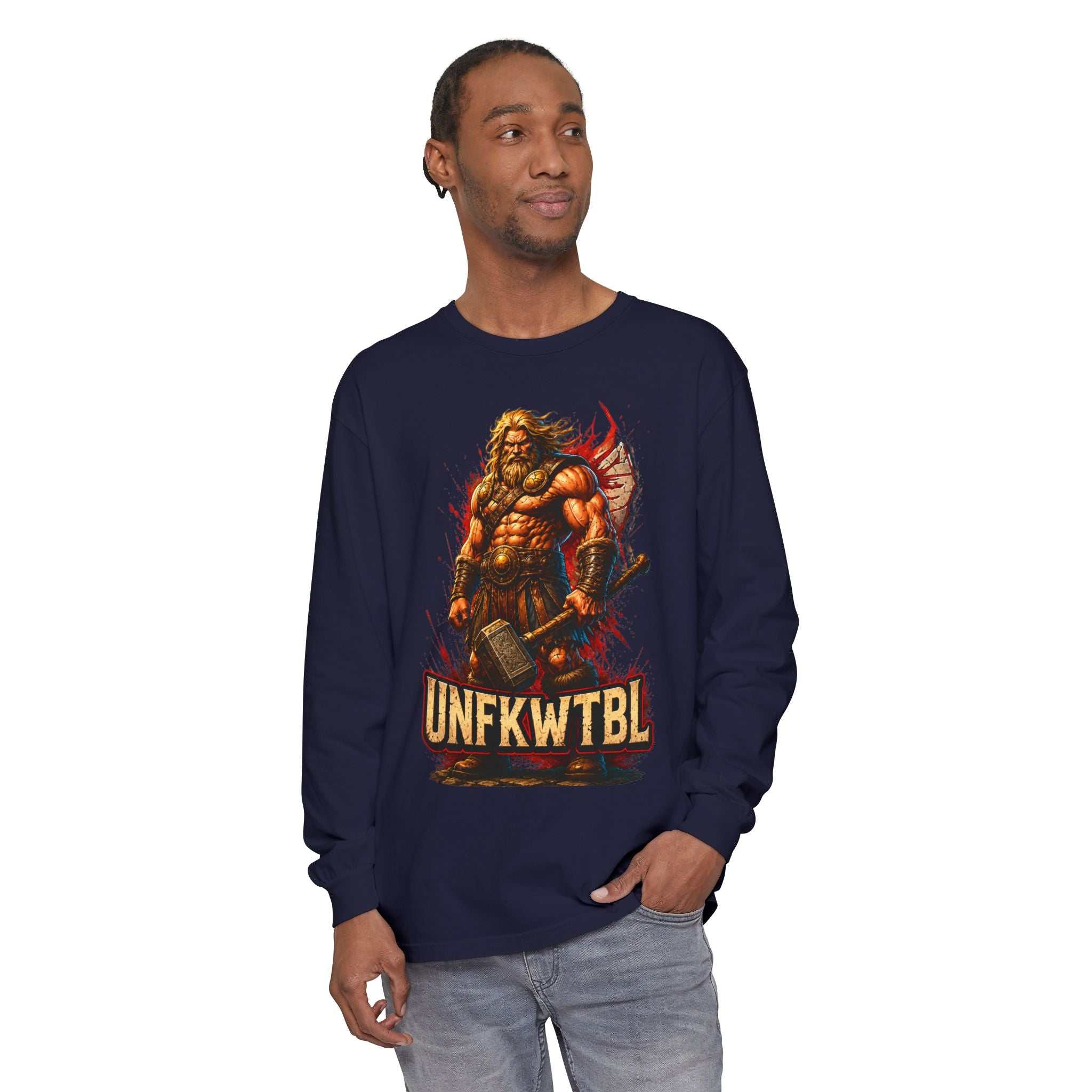 Viking Warrior Long Sleeve Tee — 'UNFKWTBL' Graphic