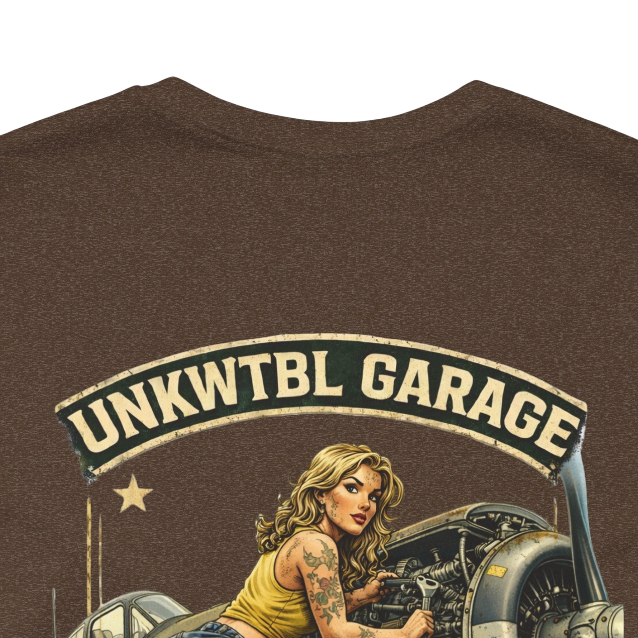 Mechanic On Duty Tee — Vintage Pin-Up Aircraft Garage Shirt