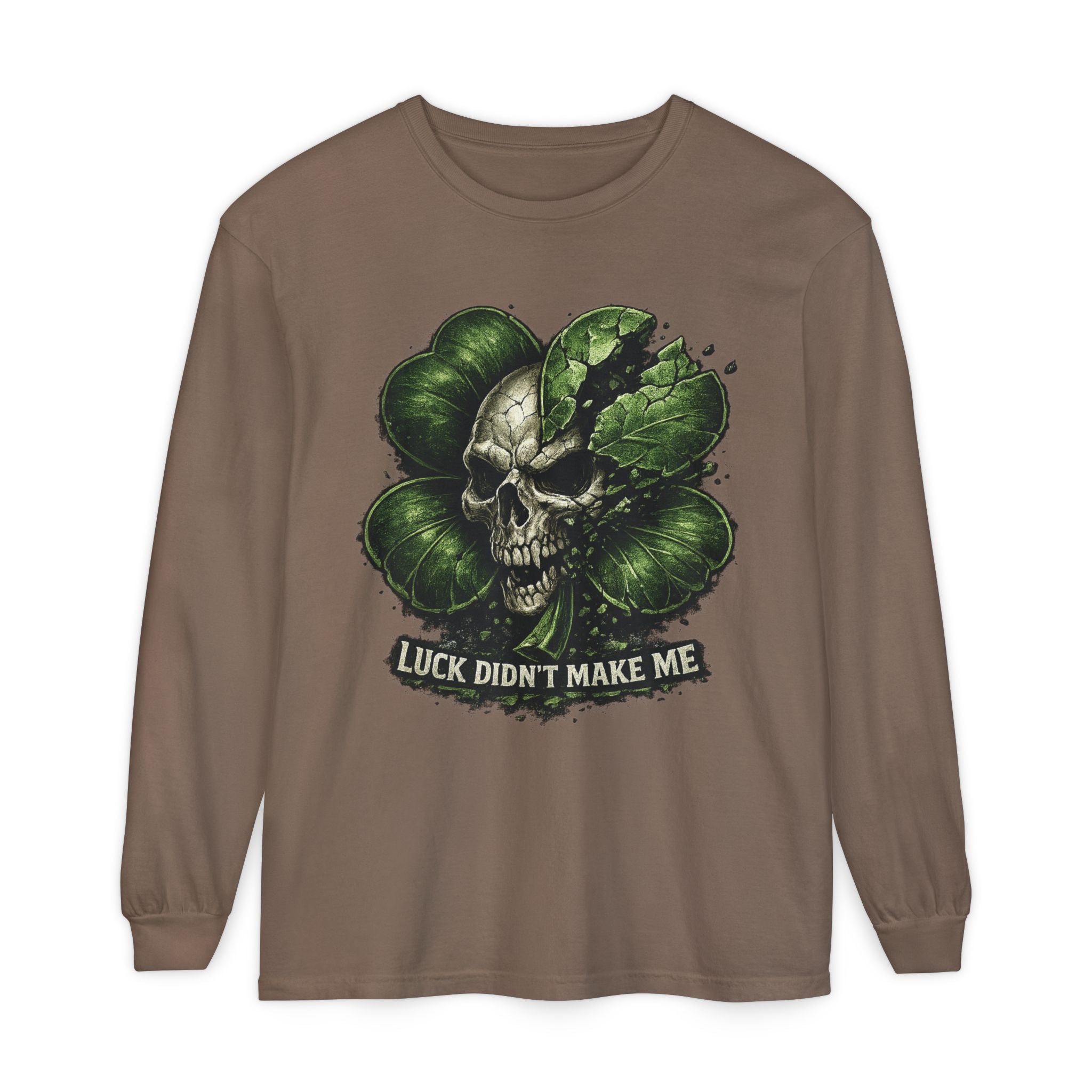Luck Didn't Make Me Skull Shamrock Long Sleeve Tee