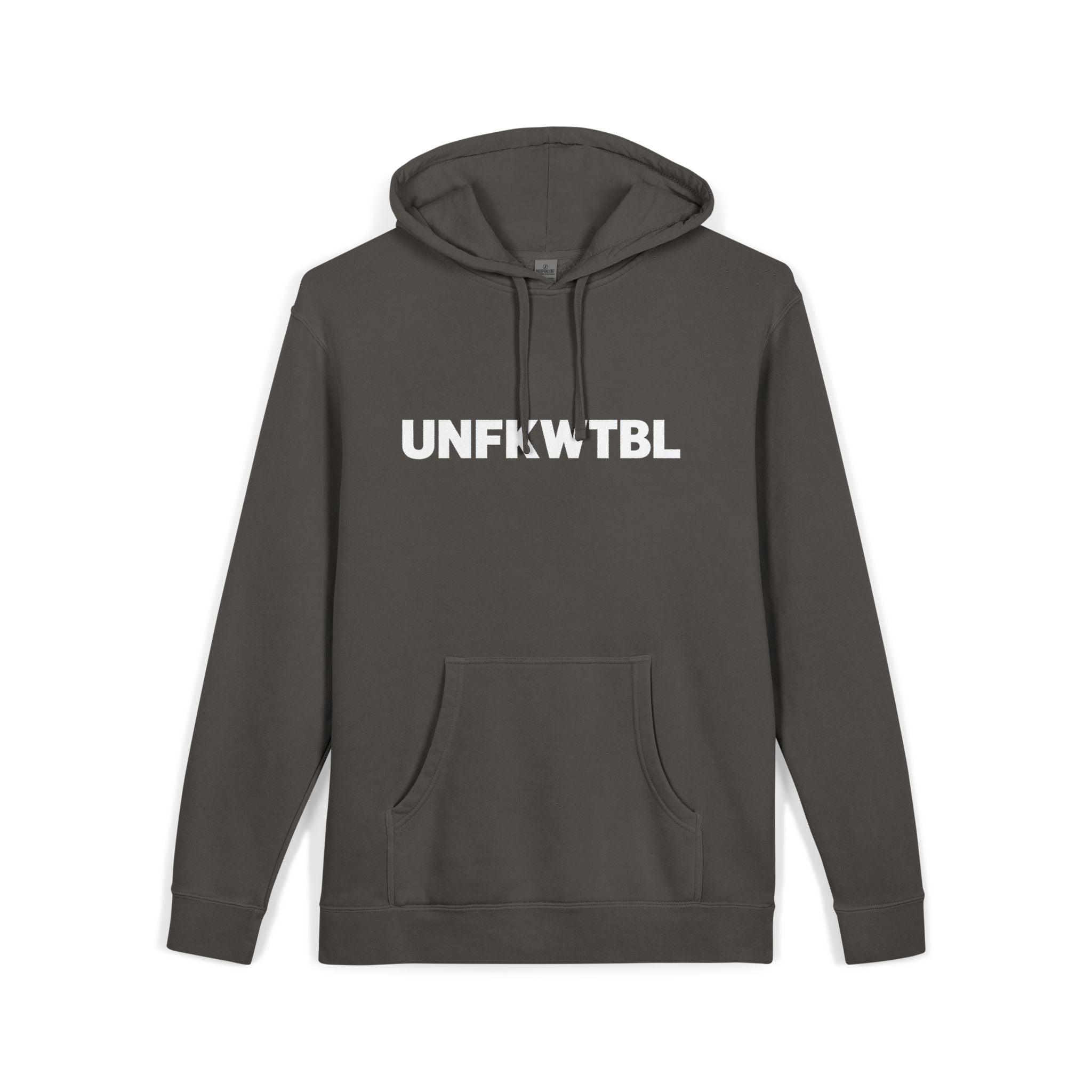 UNFKWTBL Pigment-Dyed Hoodie — Distressed Stencil Logo & Clover Back