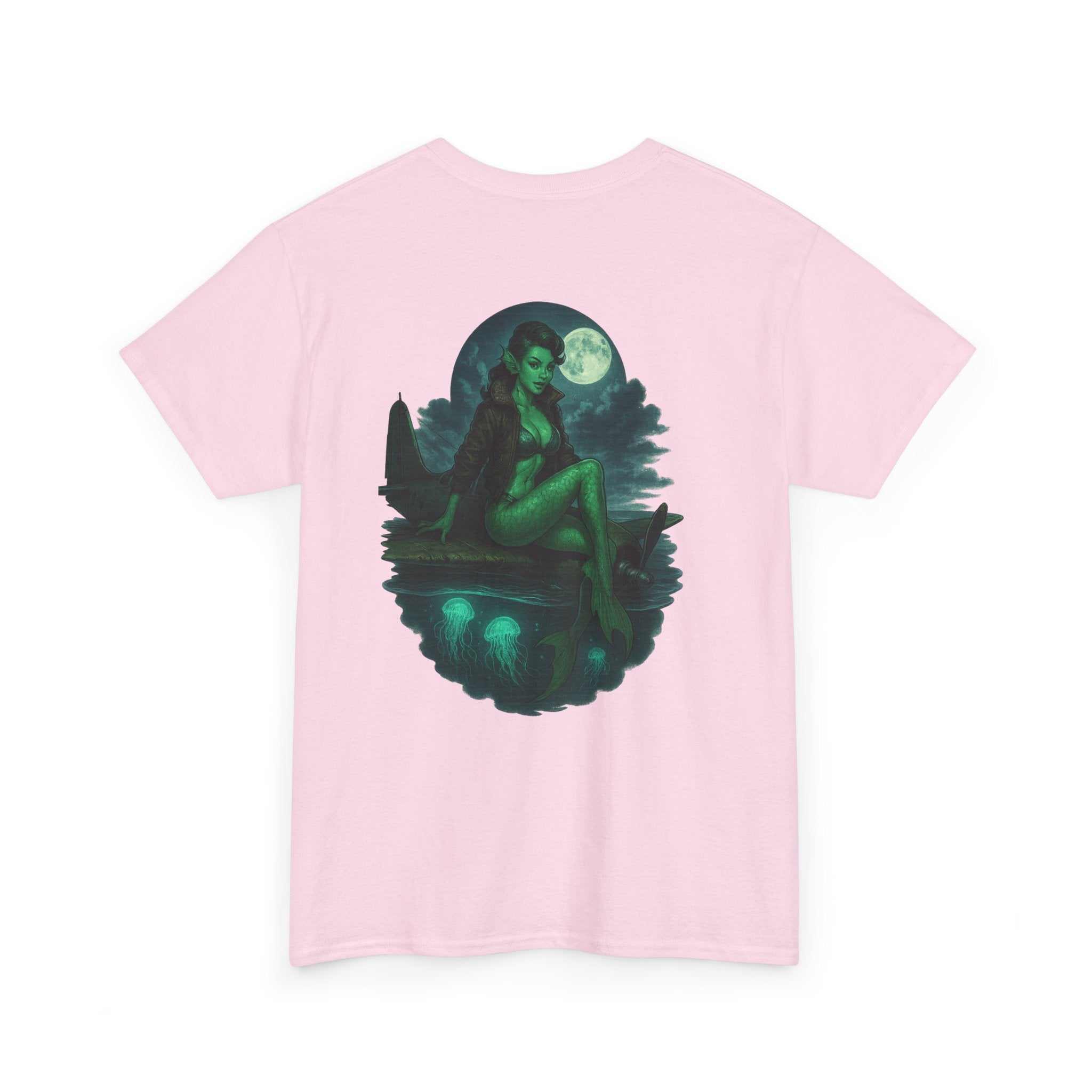 1950s pinup beauty sea creature vintage unisex heavy cotton tee with retro design