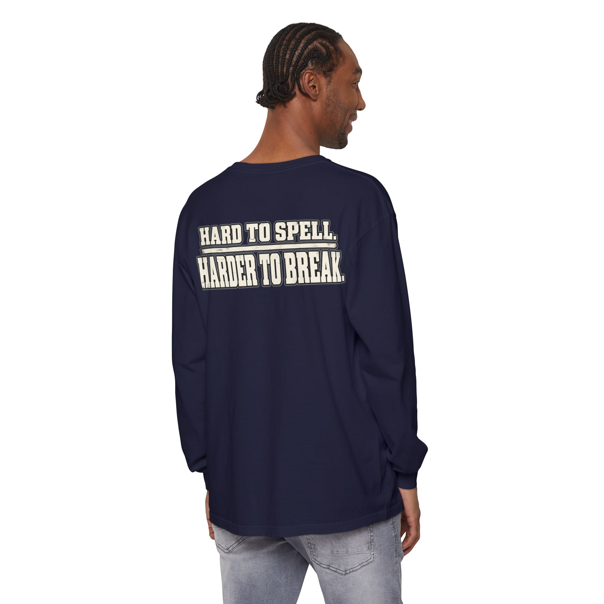 UNFKWTBL Harder to Break Back-Print Long Sleeve Tee.