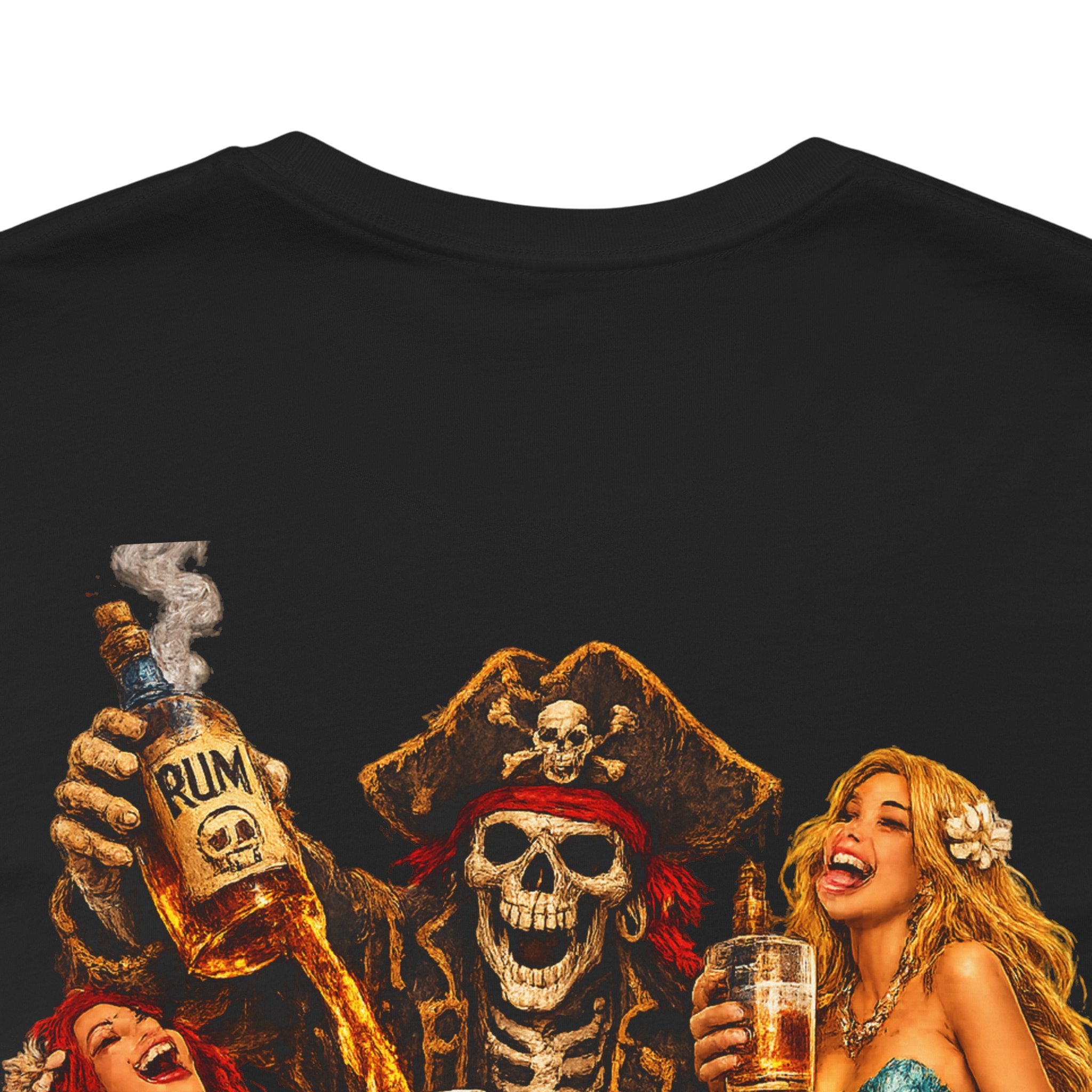 Pirate Skull Treasure Chest Tee — Skeleton Buccaneer Drinking Design