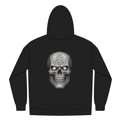 Black hoodie with UNFKWTBL COMPANY INC skull logo on back and full zip front