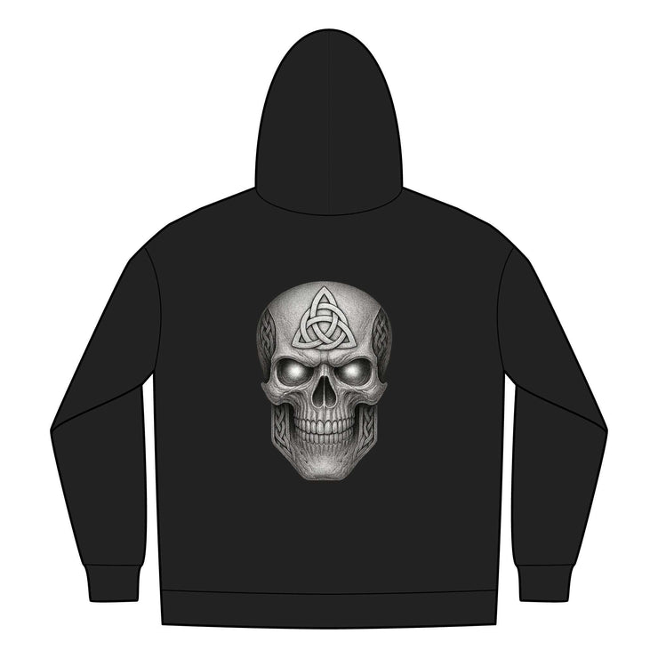 Black hoodie with UNFKWTBL COMPANY INC skull logo on back and full zip front