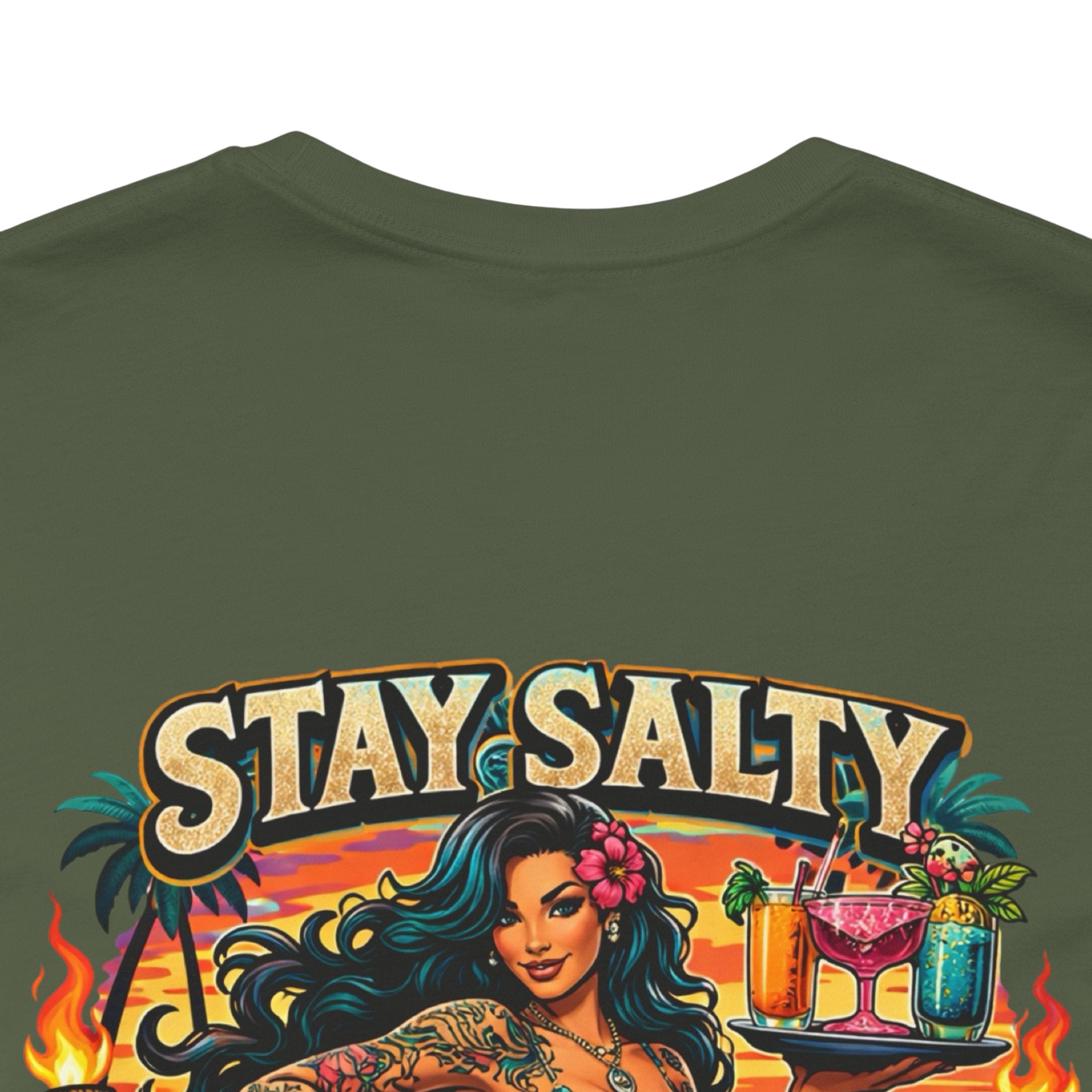 Stay Salty Tiki Club Tee — Vintage Hawaiian Pin-Up Surf Shirt