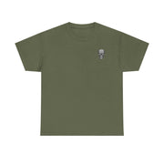olive green Beach Vibes Tee with small skull graphic on chest, short sleeve casual t-shirt