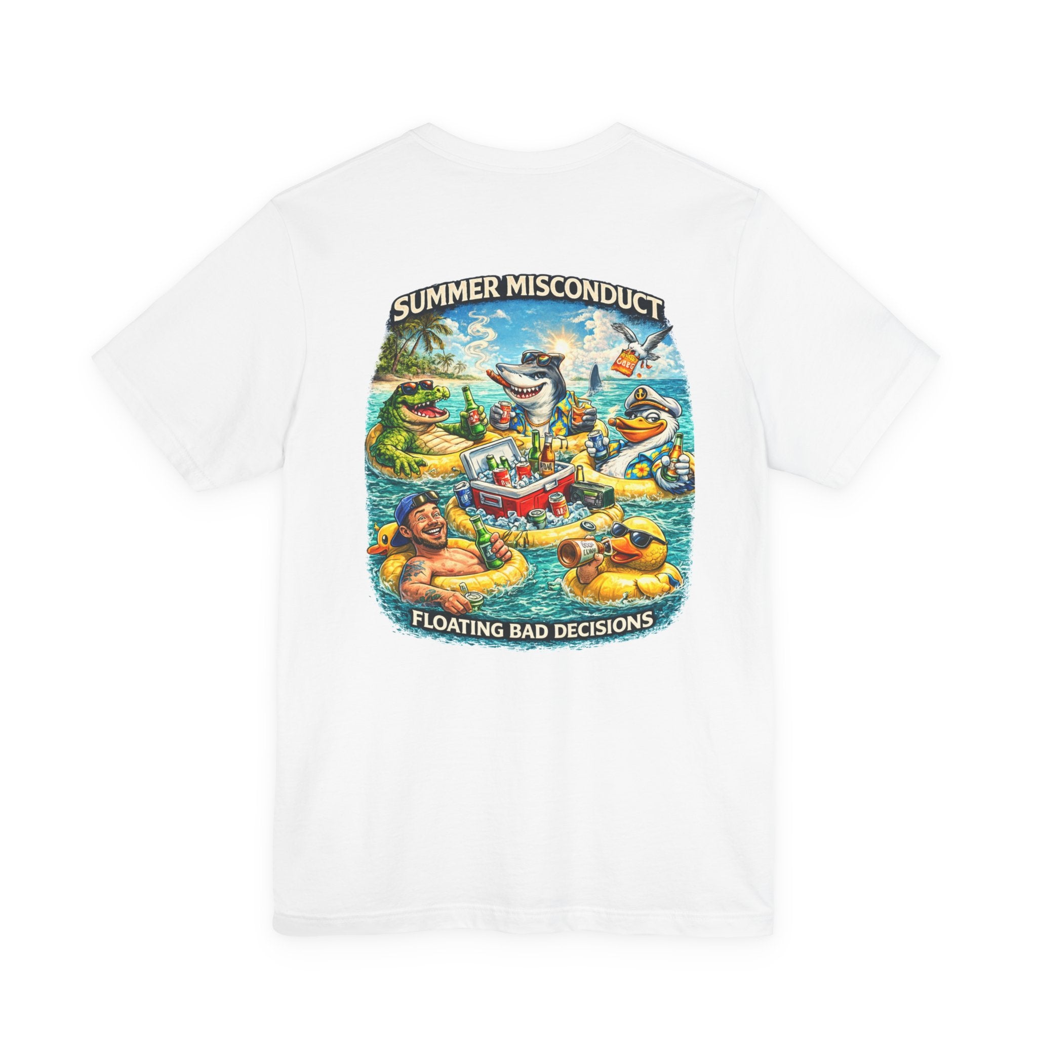 Summer Misconduct T-Shirt – 'Floating Bad Decisions' Beach Party Graphic Tee