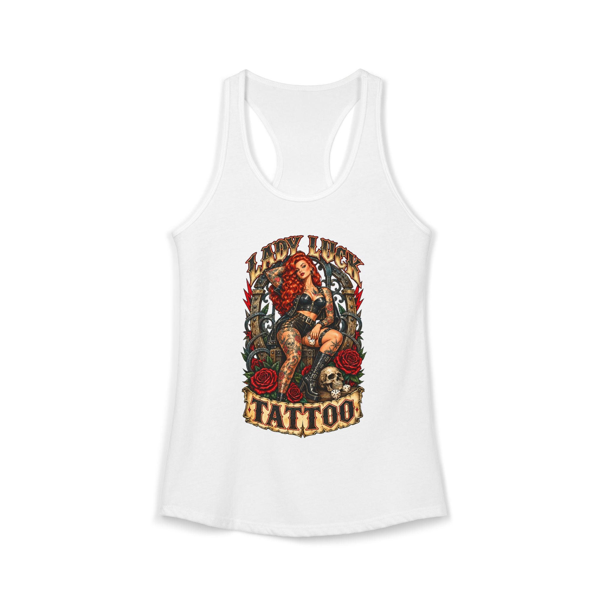 Lady Luck Tattoo Rebel Pinup Women’s Racerback Tank