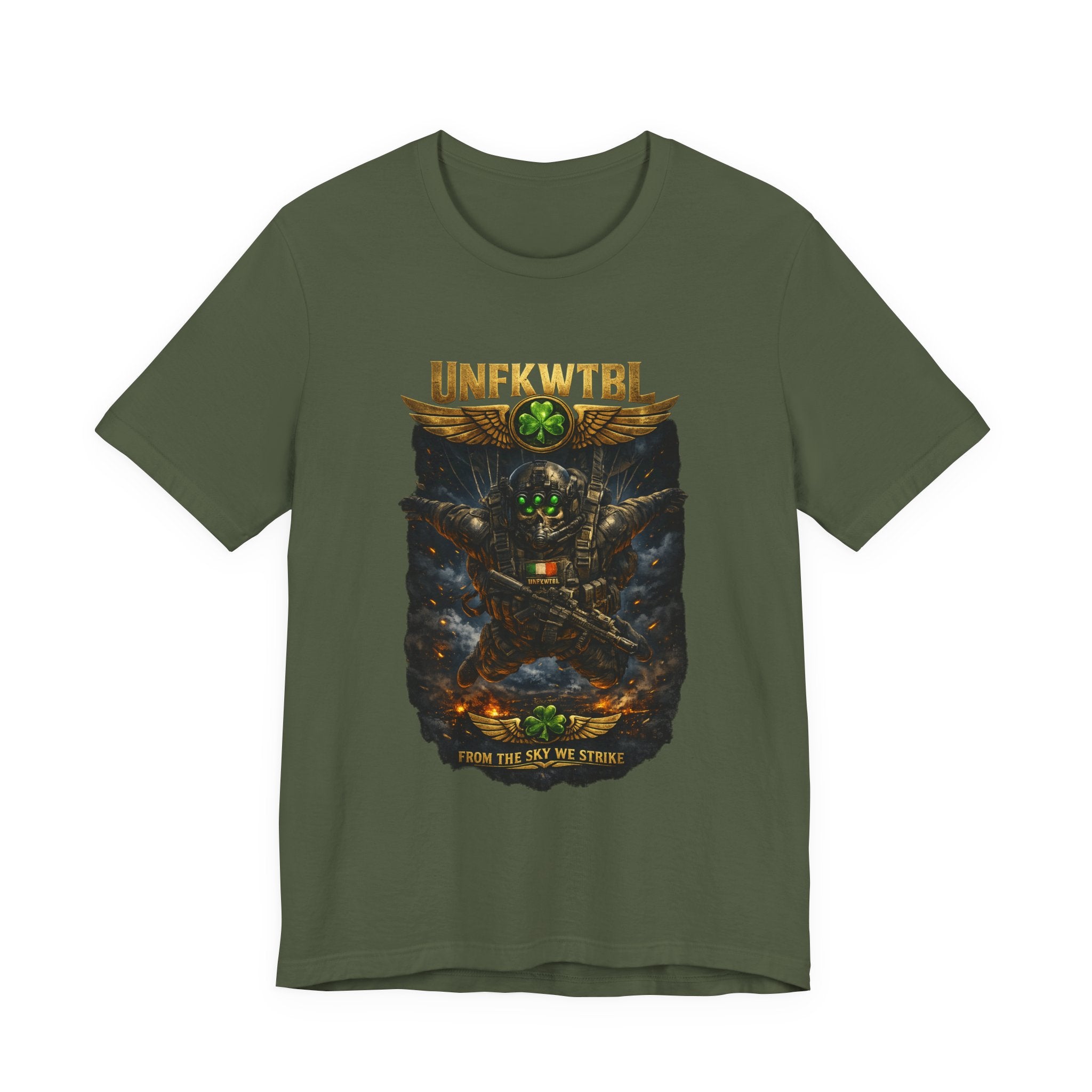 Military Mech Combat T‑Shirt — 'UNFKWTBL' Sci‑Fi Armor Design