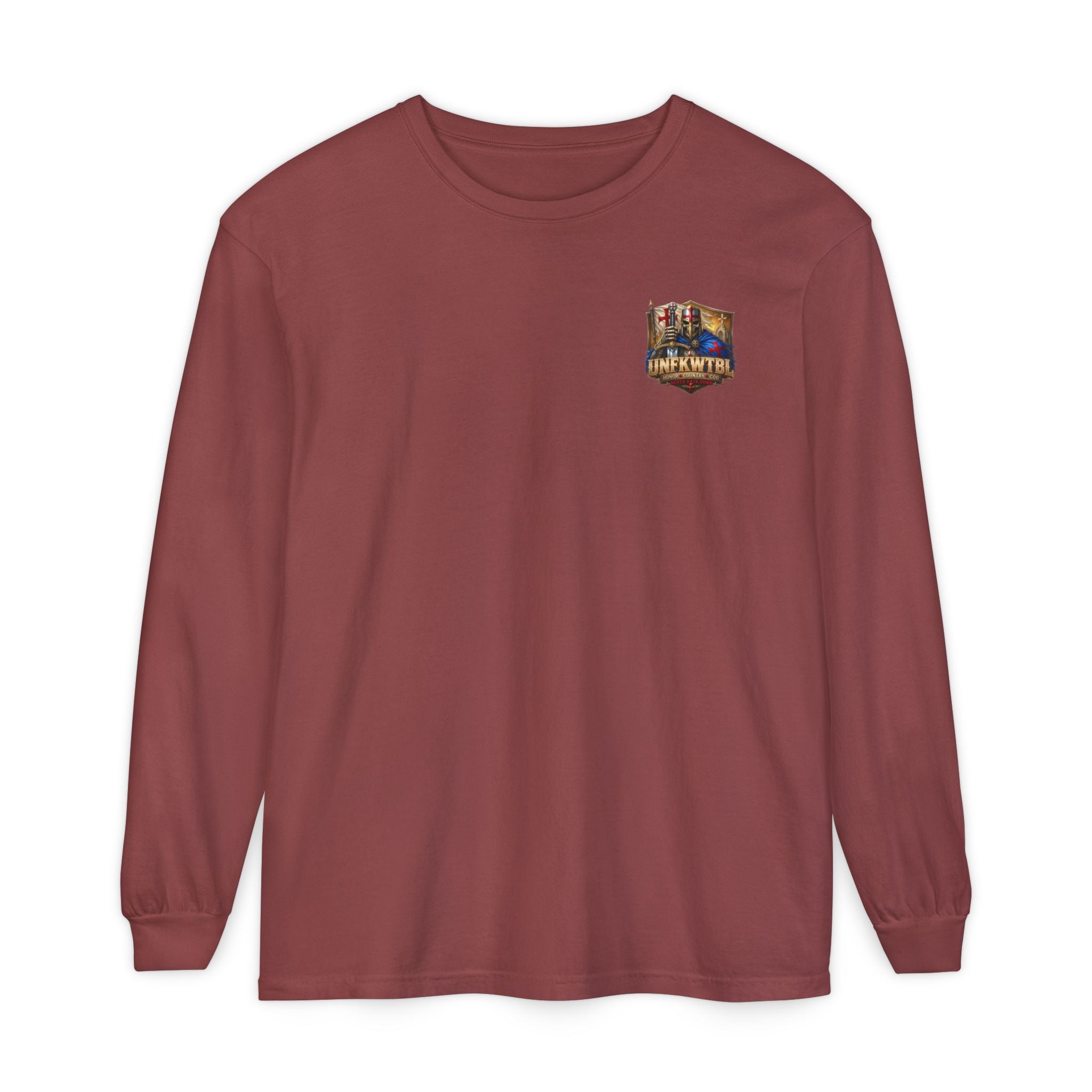 Crusader Knight Long Sleeve T-Shirt — 'UNFKWTBL' Vintage Medieval Graphic