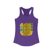 Purple Kindness Vibes Racerback Tank with motivational eco-friendly beach design for women