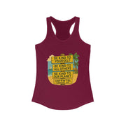 Women's Kindness Vibes Racerback Tank in maroon with inspirational beach-themed graphic and motivational quotes