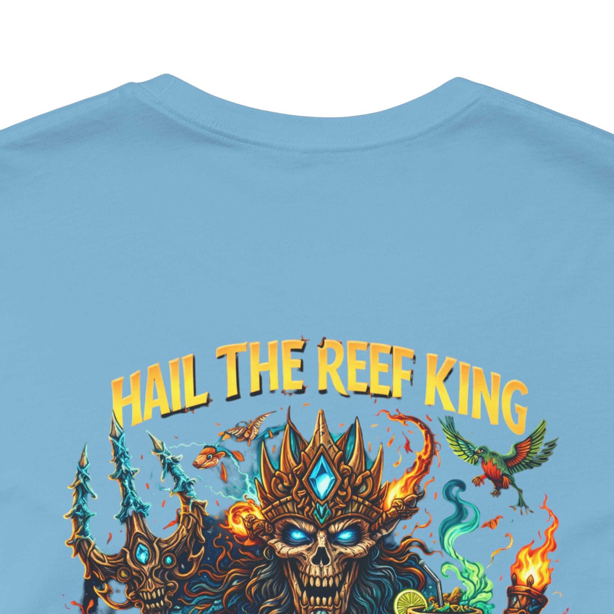 Hail the Reef King T-shirt with oceanic fantasy sea king graphic and coral reef design