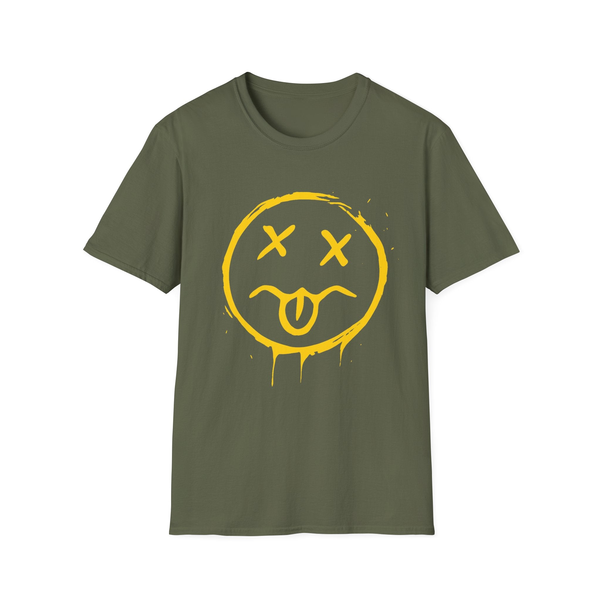 Smiley Face T-Shirt — Yellow Drip Graffiti Emoji Tee