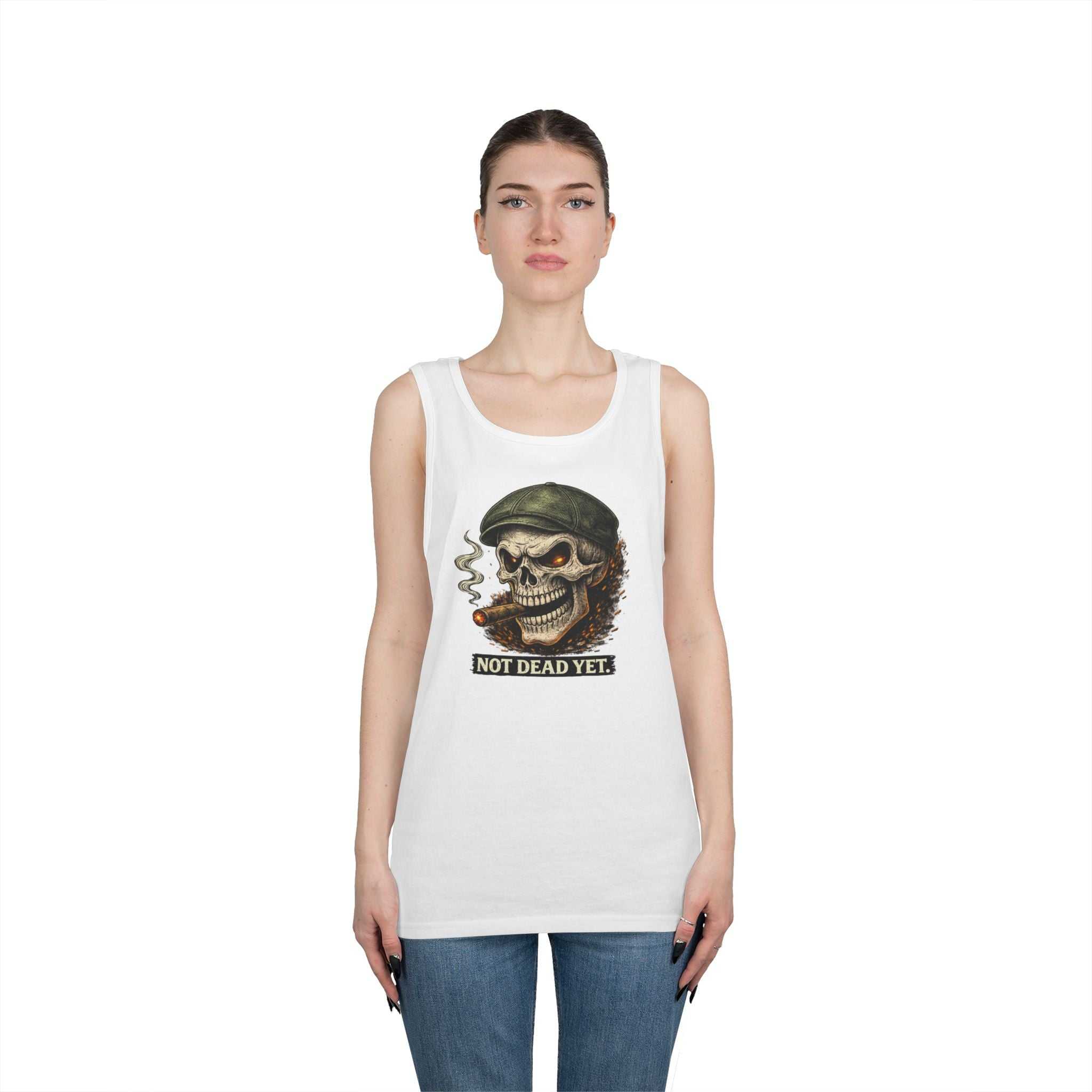 Tank Top — 'Not Dead Yet' Smoking Skull Graphic