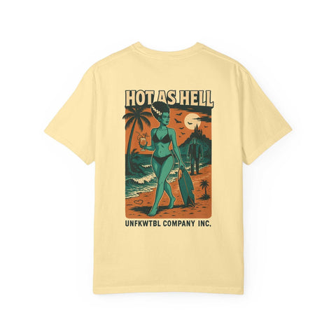 Bride of Frankenstein graphic T-shirt with beach monster hottie design in vintage style