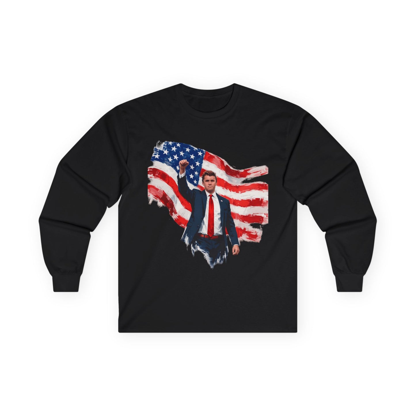 Patriotic Flag Long Sleeve Tee — American Flag Silhouette Design