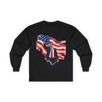 Patriotic Flag Long Sleeve Tee — American Flag Silhouette Design