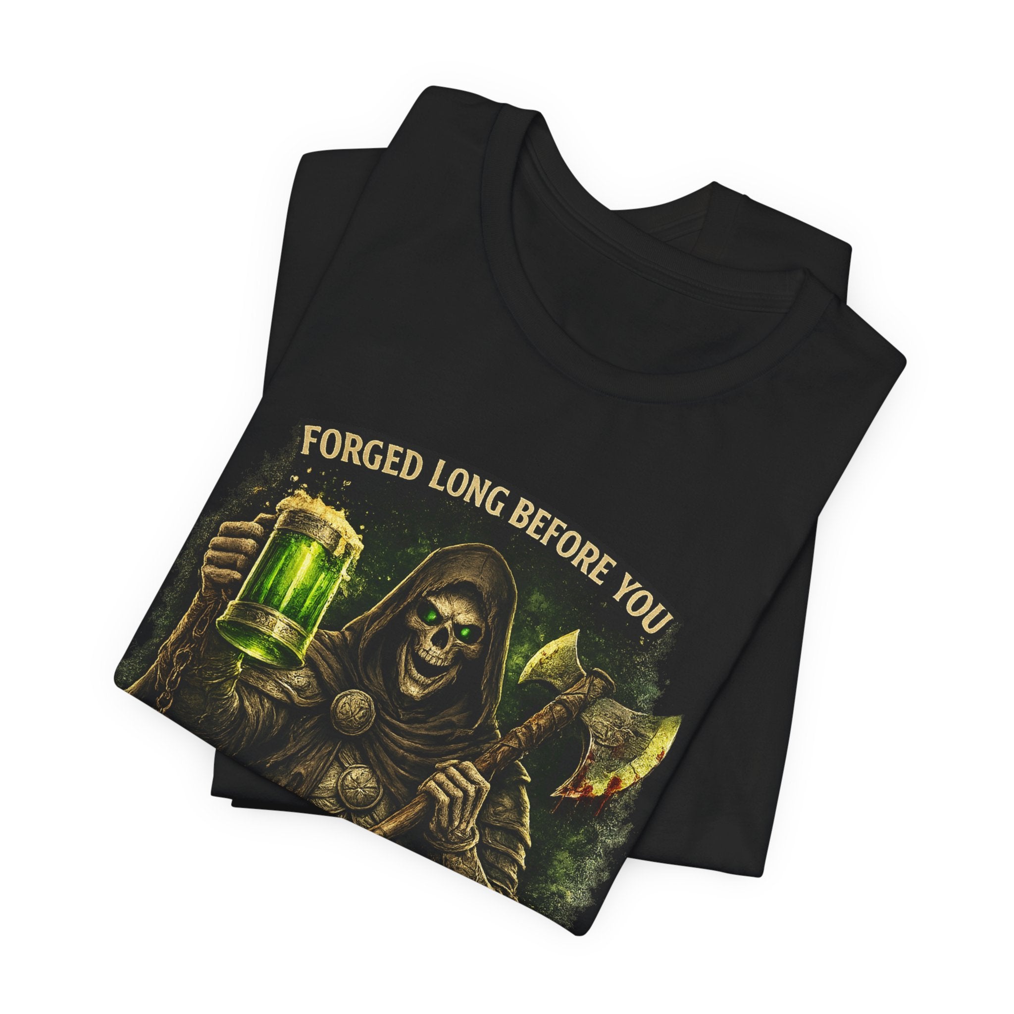 Grim Reaper Beer T-Shirt — "Forged Long Before You / Blood Remembers. Drink With The Living." Graphic Tee