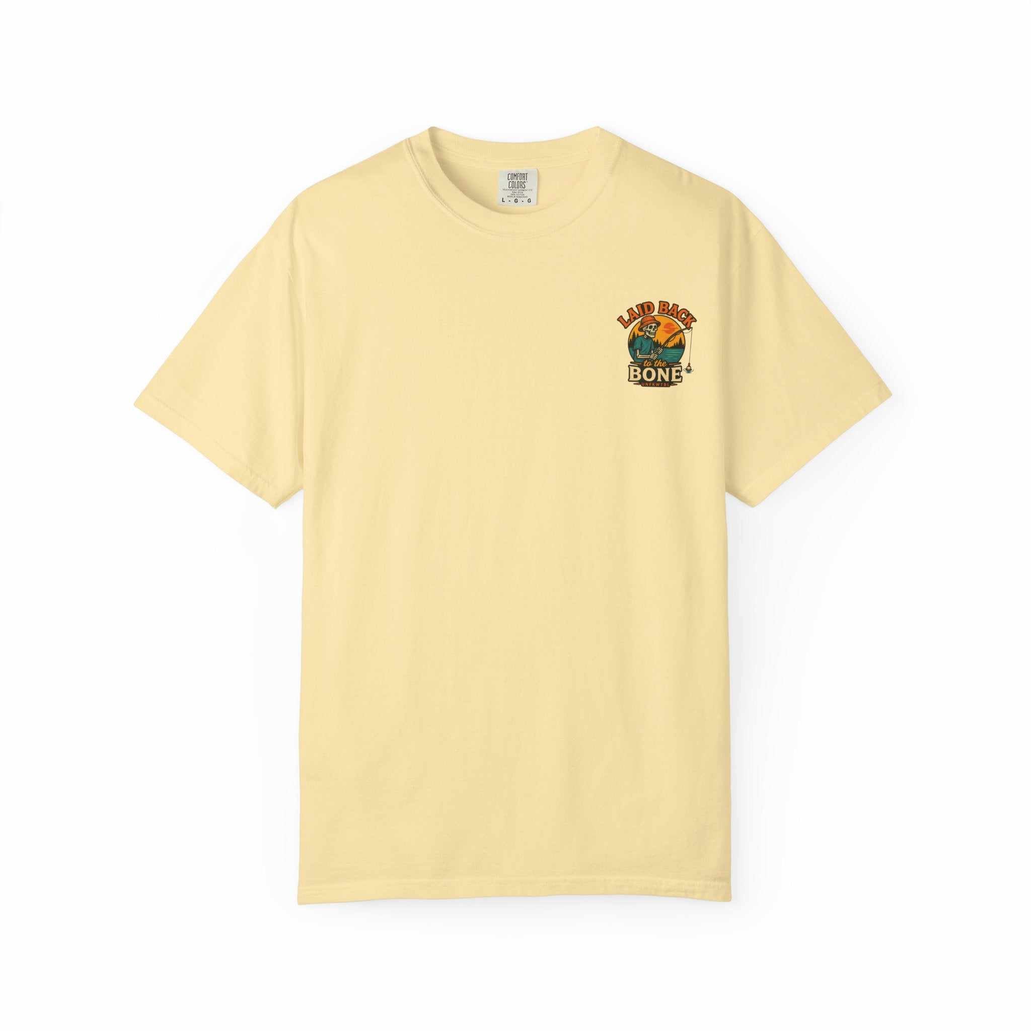 Couldn't Care Less T-Shirt — Retro Skeleton Fishing Graphic Tee