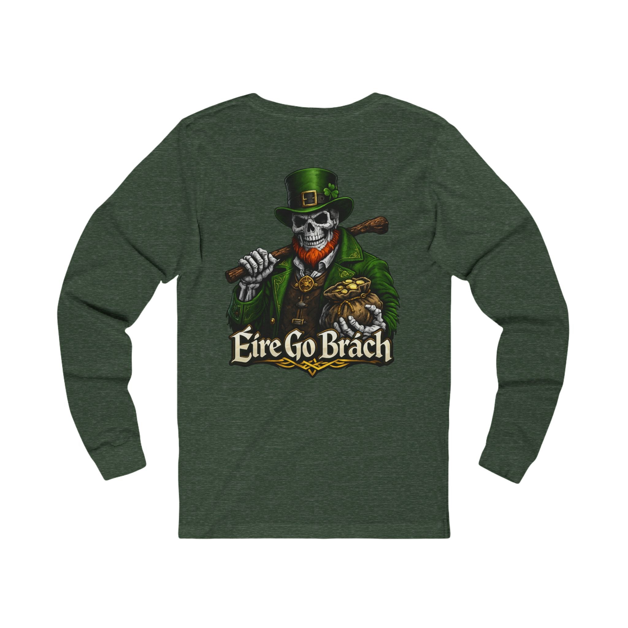 Irish Skull Leprechaun Long Sleeve Tee — “Éire Go Brách” St. Patrick’s Shirt