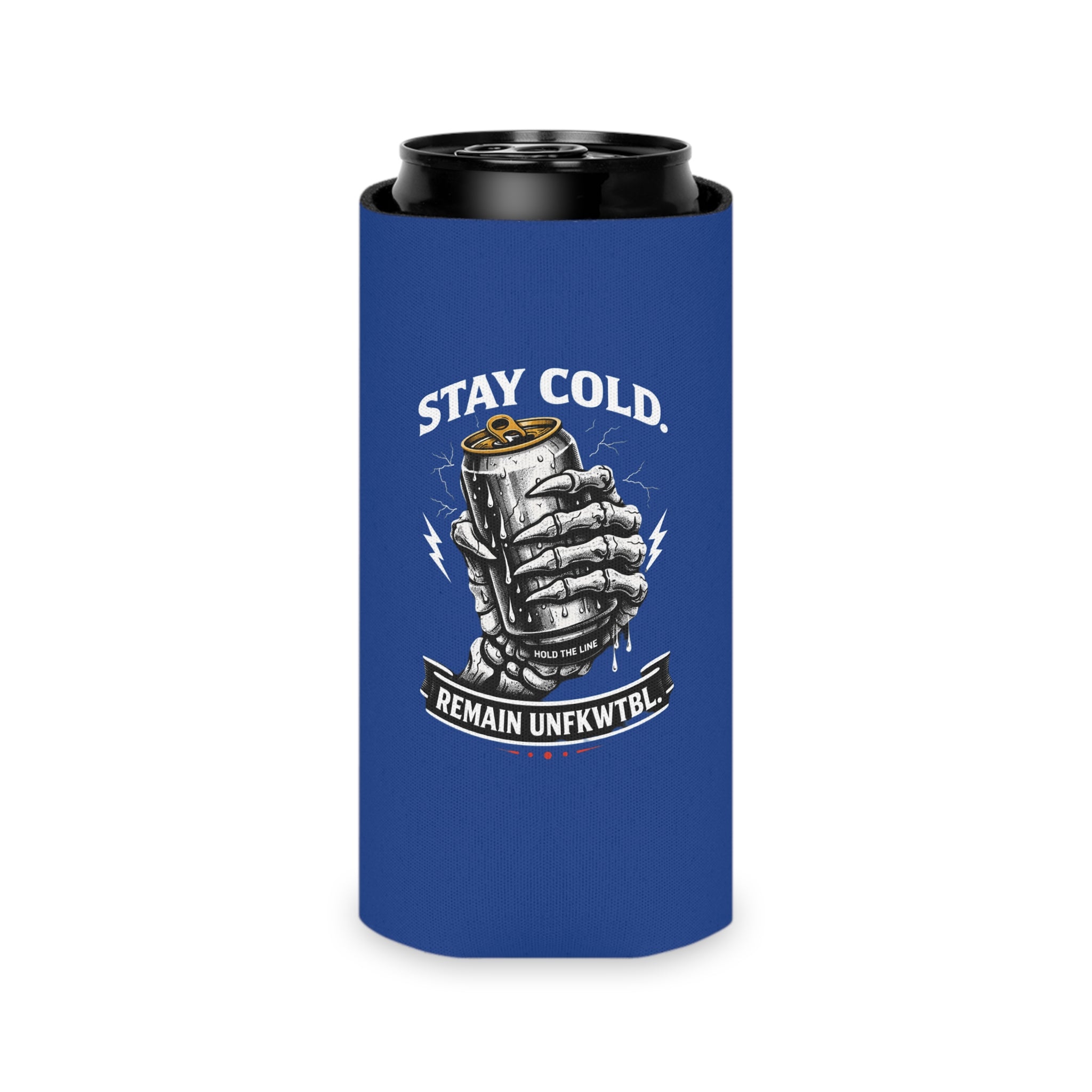 Can Cooler - "Stay Cold" Skull Hand Beer Koozie (You’re On The Menu)