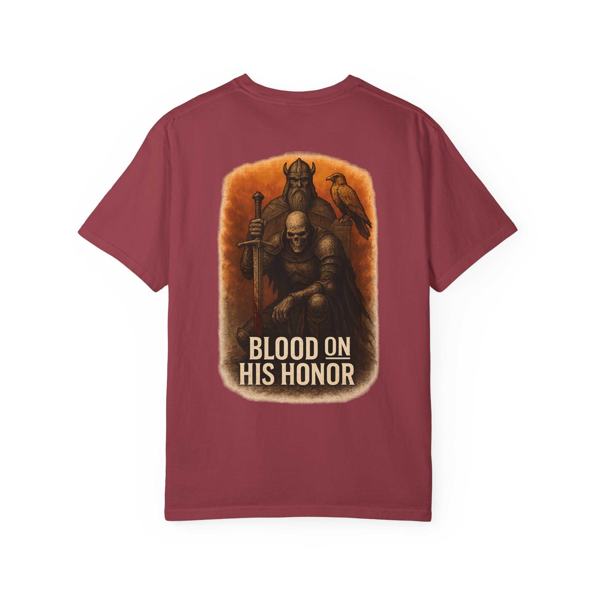 Bold Blood On His Honor garment-dyed T-shirt with dark edgy design