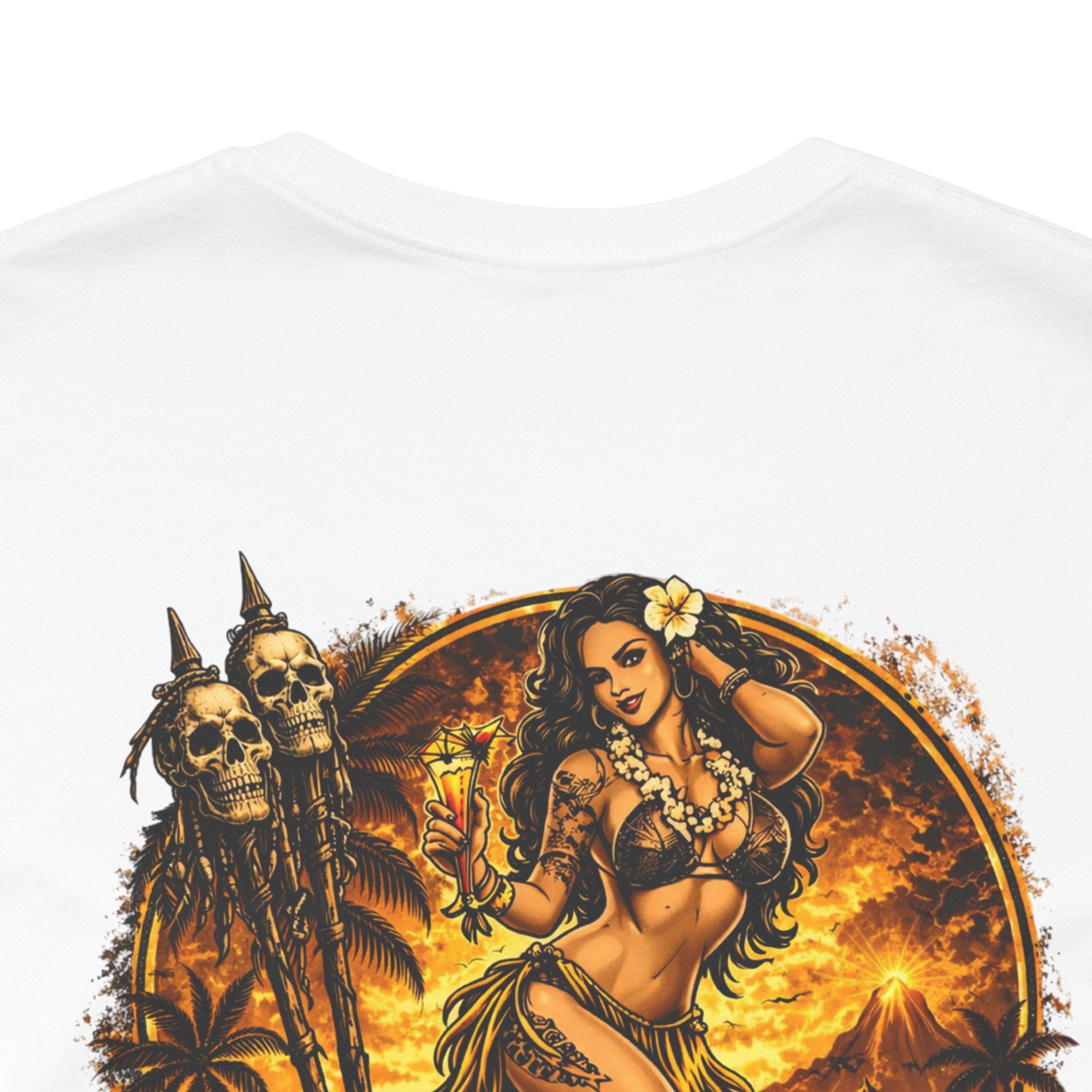 Paradise Has a Price T‑Shirt — Tropical Pinup Sunset Graphic Tee