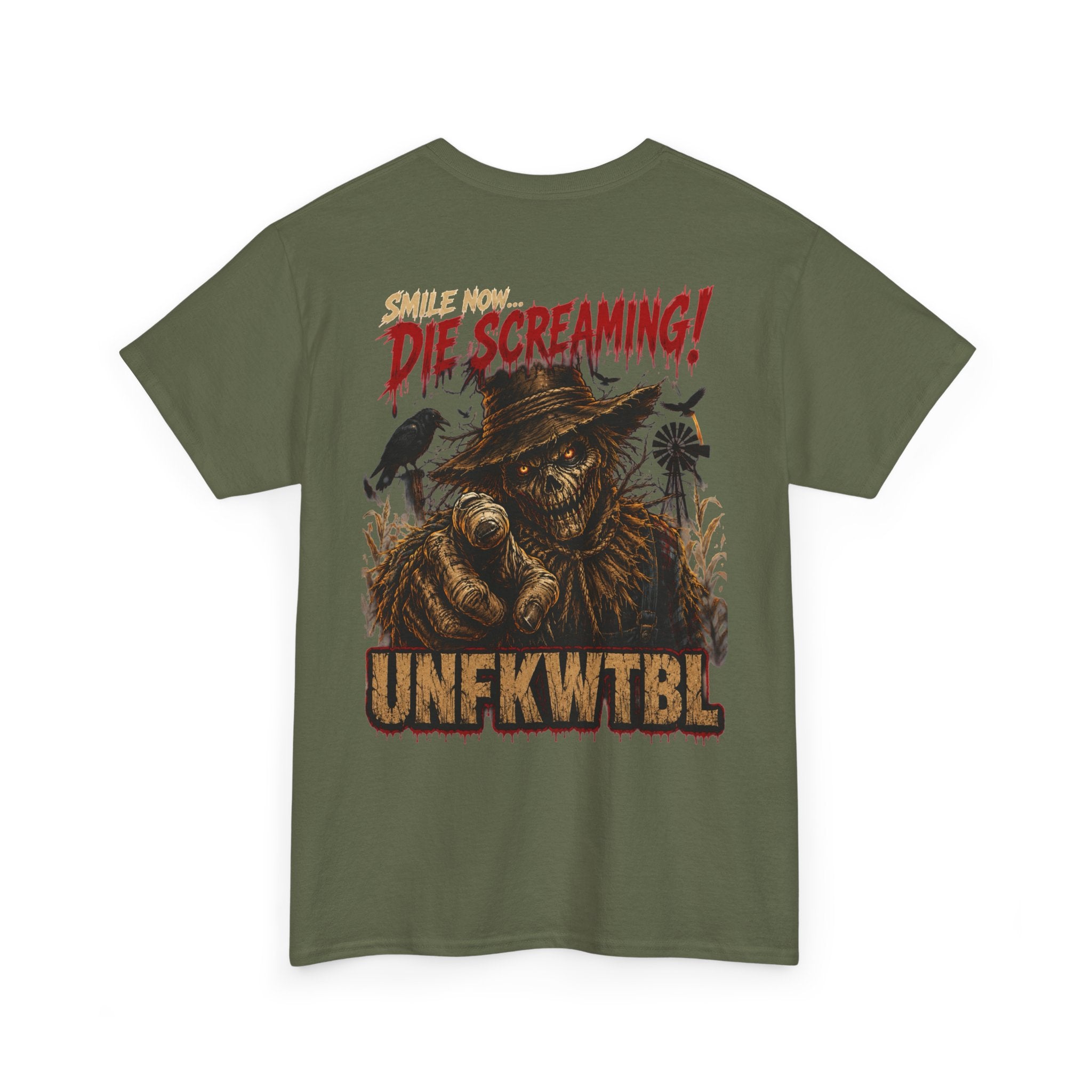 Horror Graphic Tee — "They’re Screaming" Scarecrow Design (UNFKWTBL)