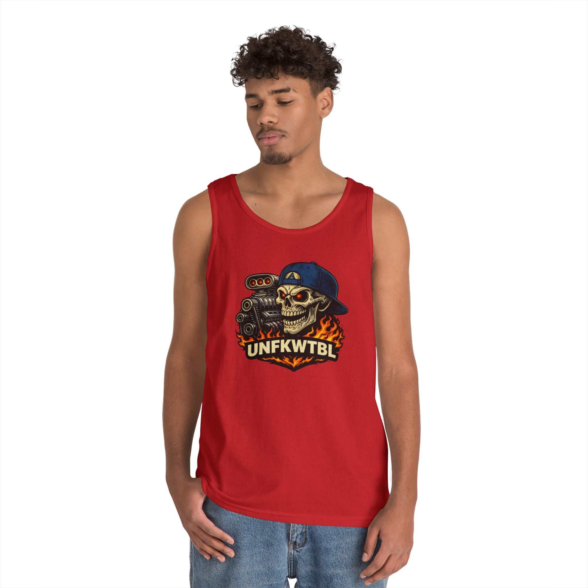 Skull Mechanic Tank Top — 'UNFKWTBL' Vintage Hot Rod Graphic