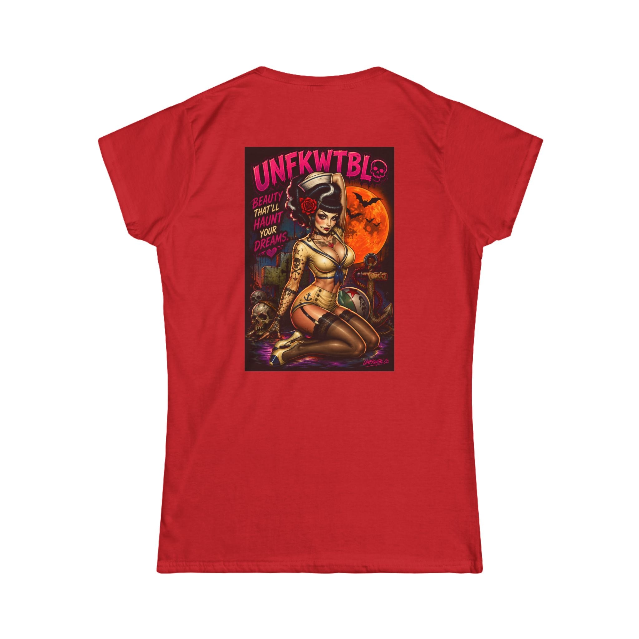 Zombie beach pinup Women’s White Tee — Classic Softstyle Crewneck
