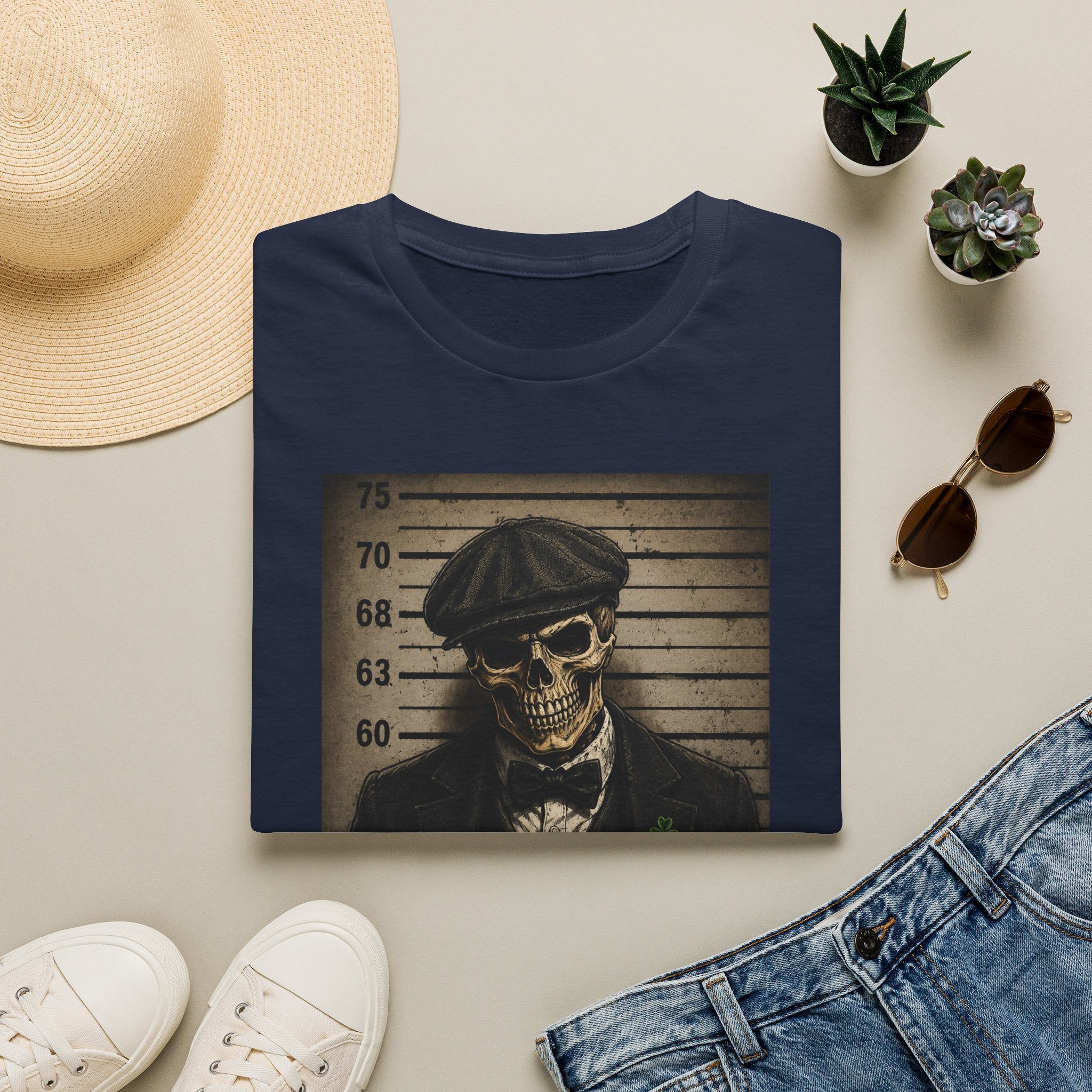 Skull Mugshot T-Shirt — Vintage Peaky Blinders Skeleton Graphic Tee