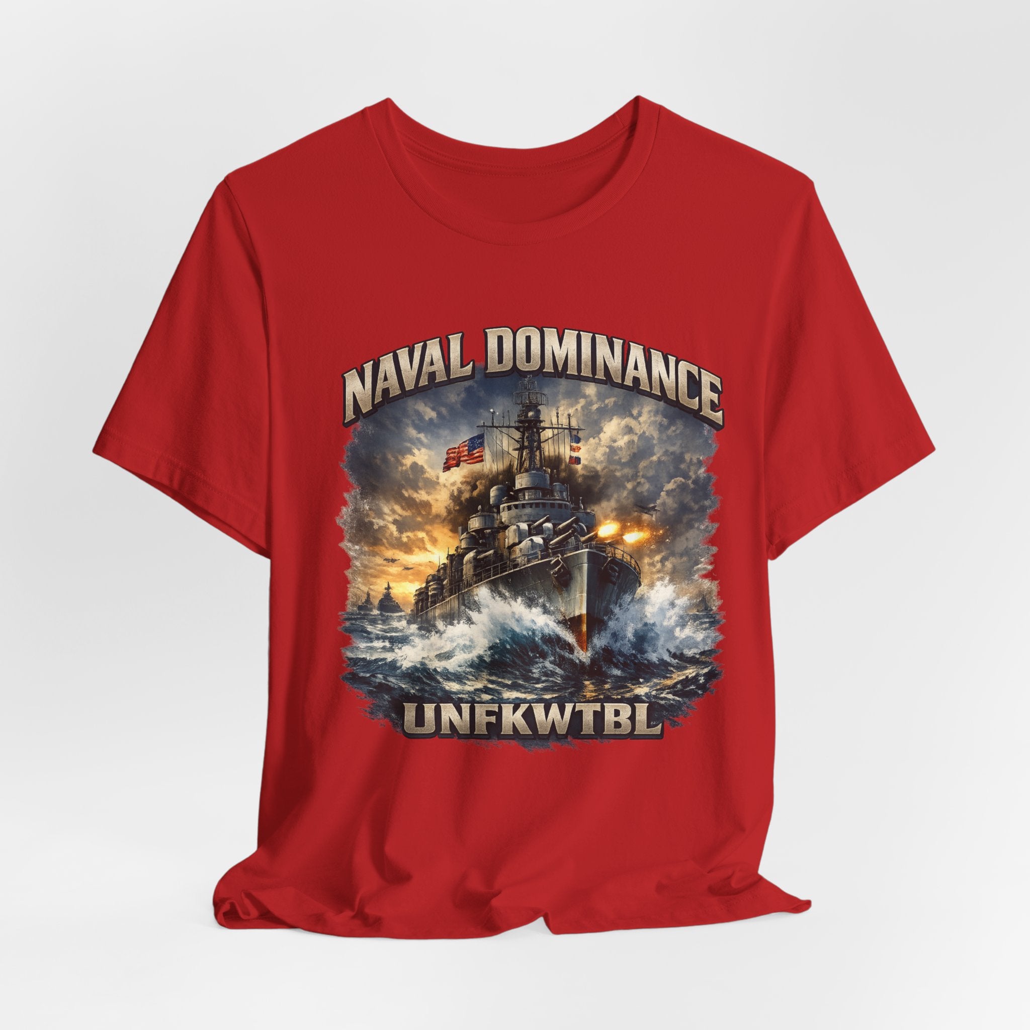 Naval Dominance Battleship Tee — 'UNFKWTBL' Military Navy Shirt