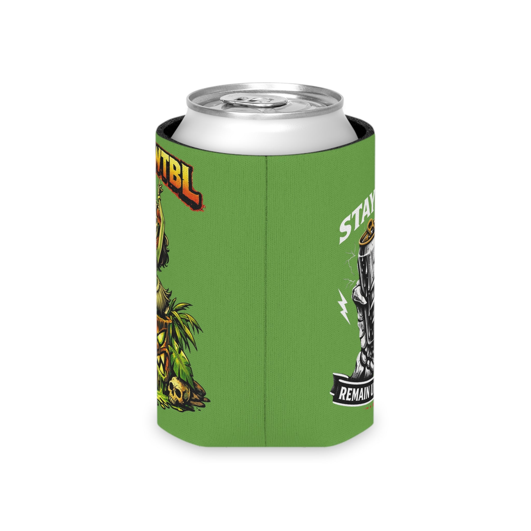 Can Cooler — "Stay Cold. Remain UNFKWTBL" Tropical Skull Beer Koozie