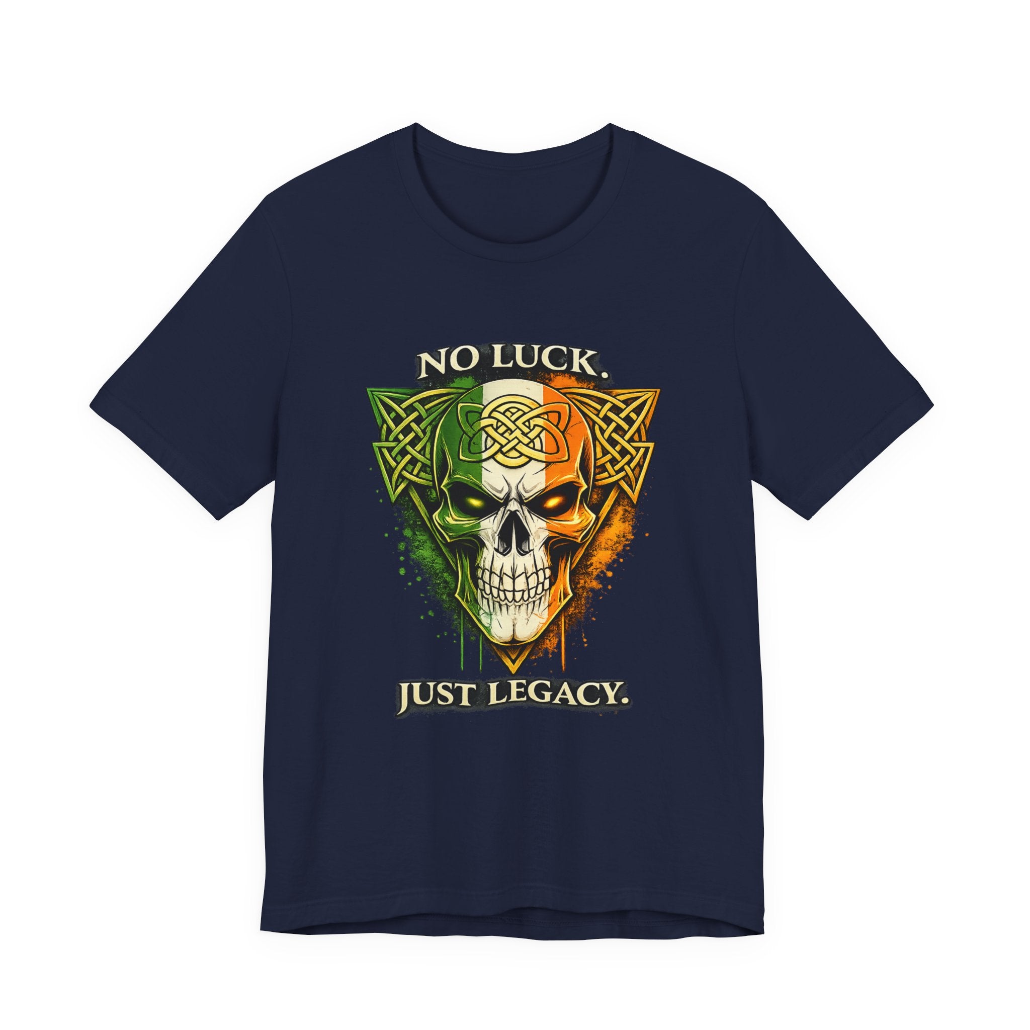 No Luck Just Legacy Skull Tee — Celtic Irish Flag Skull T-Shirt