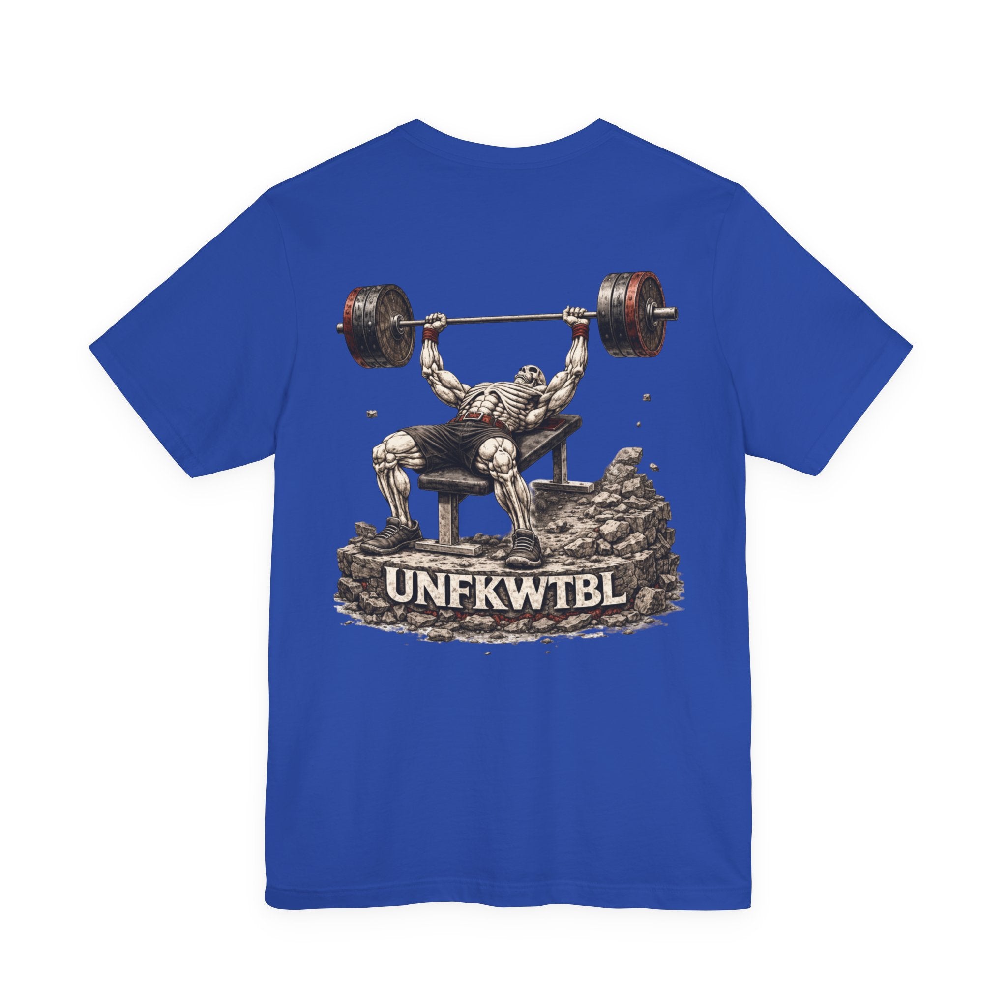 Weightlifting Tee — Vintage Bench Press Skull Design (UNFKWTBL)