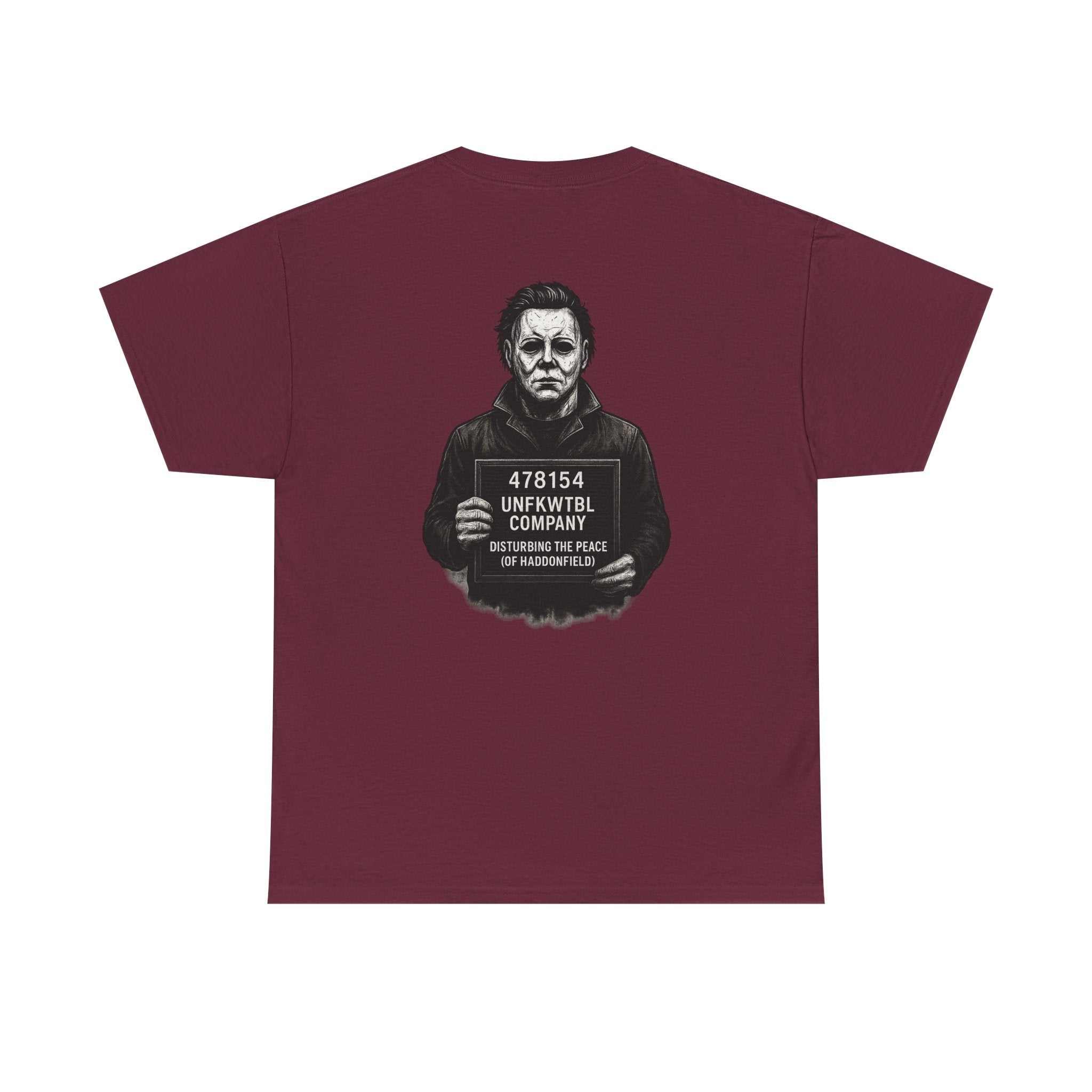 Michael Myers unisex tee with criminal photo print and classic fit