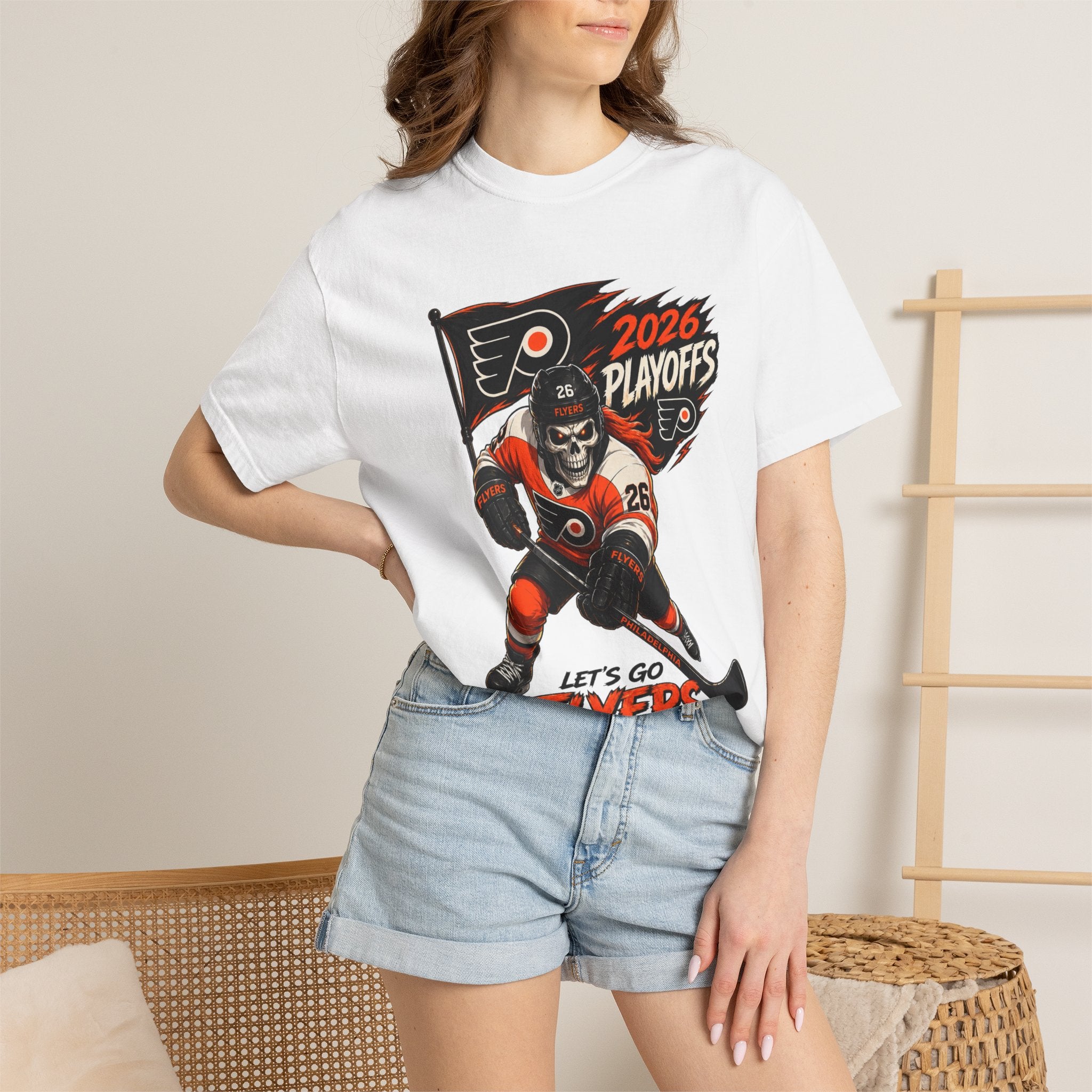 Flyers 2026 Playoffs Hockey T-Shirt — 'Let's Go Flyers' Vintage Skate Design